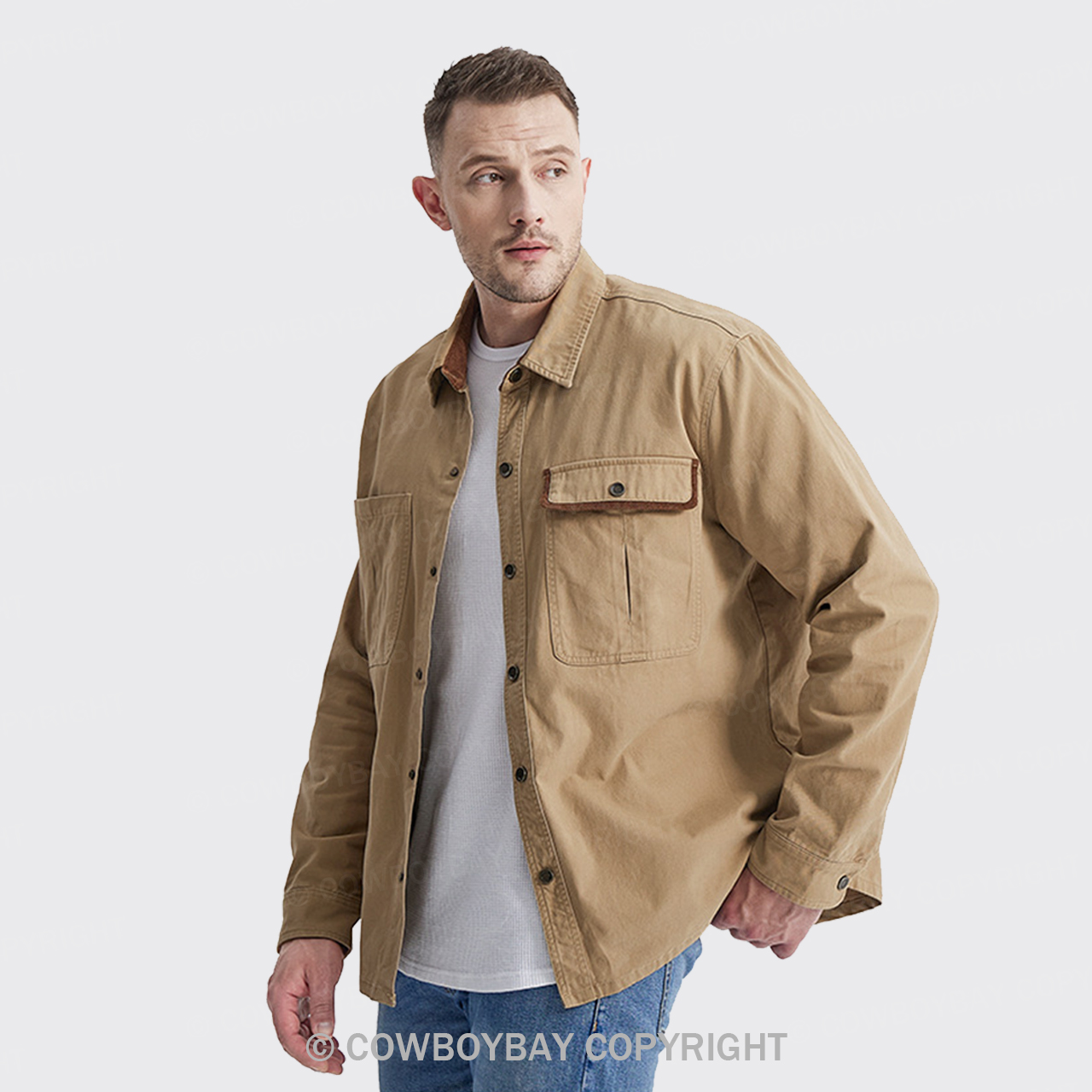 Khaki Corduroy Washed Cotton Shirt