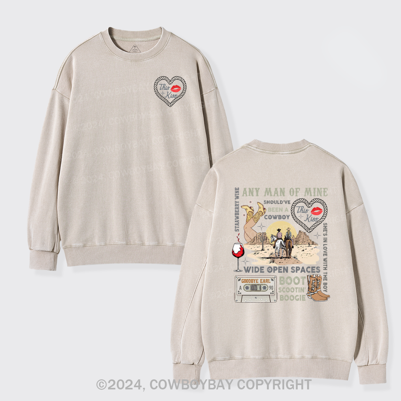 90s Country Music Any Man Of Mine Valentine Washed Sweatshirts