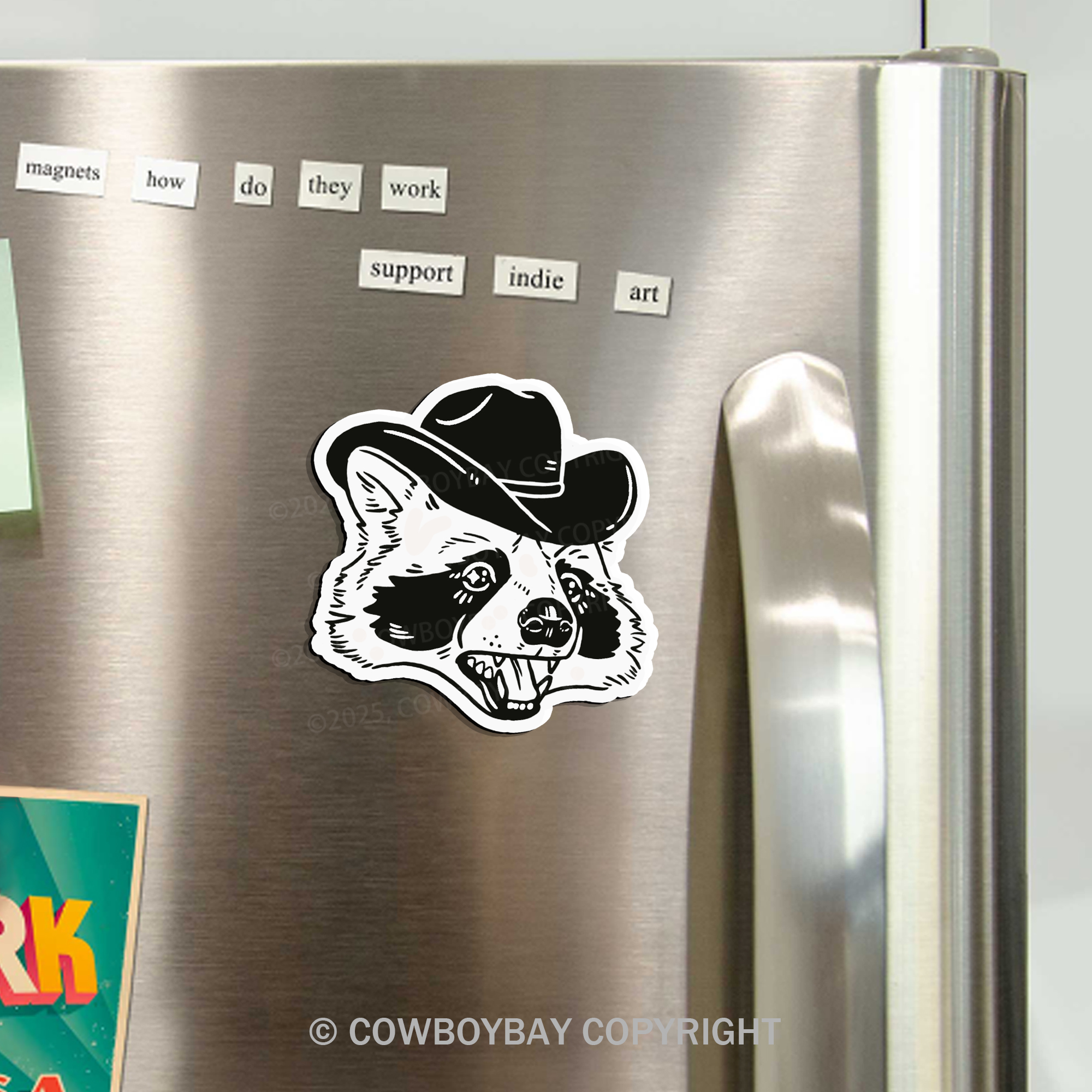 Raccoon Cowboy Fridge Magnet
