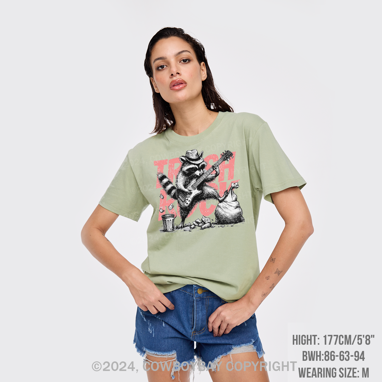 Raccoon Playing Guitar Retro T-Shirts