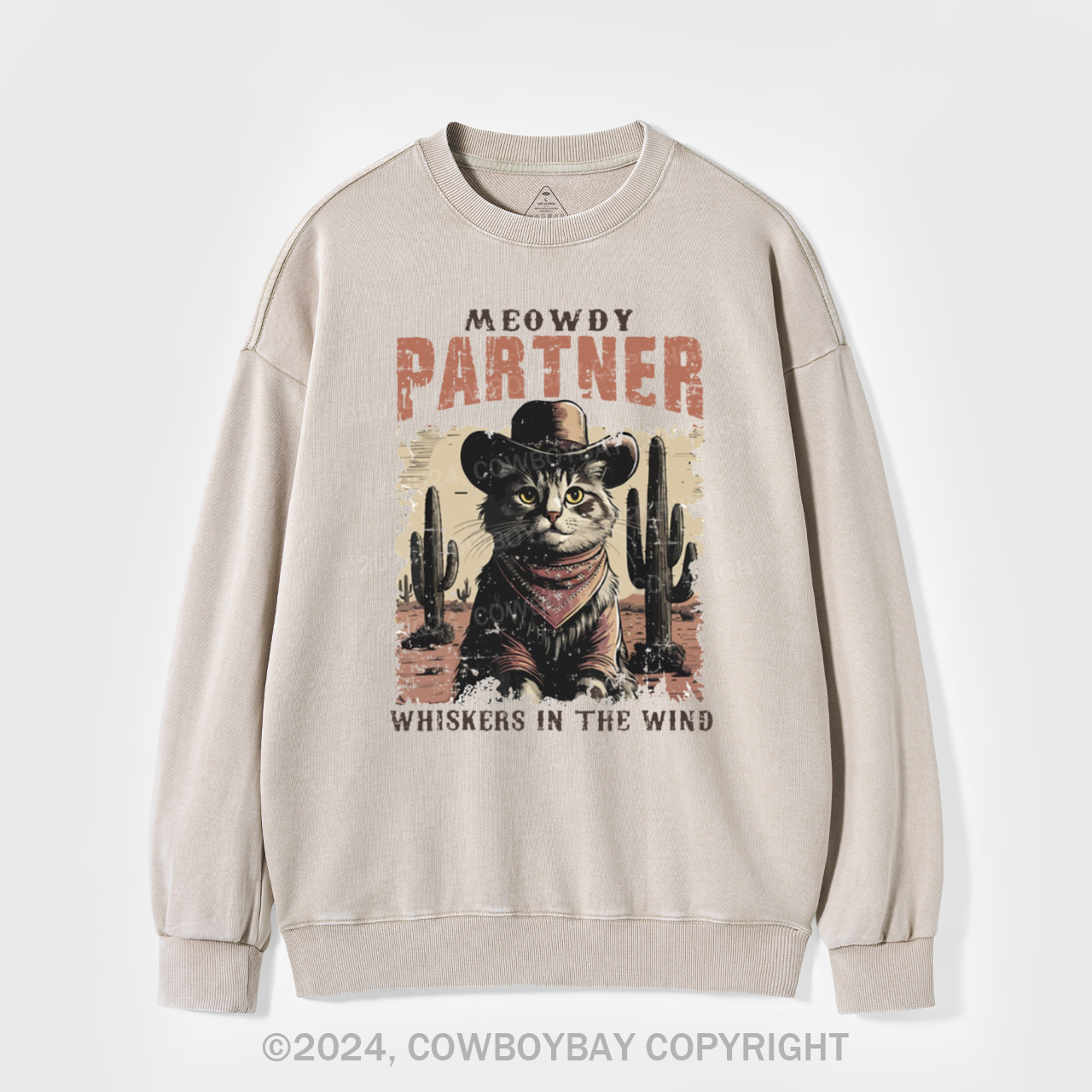 Meowdy Partner Cowboy Cat Washed Sweatshirts