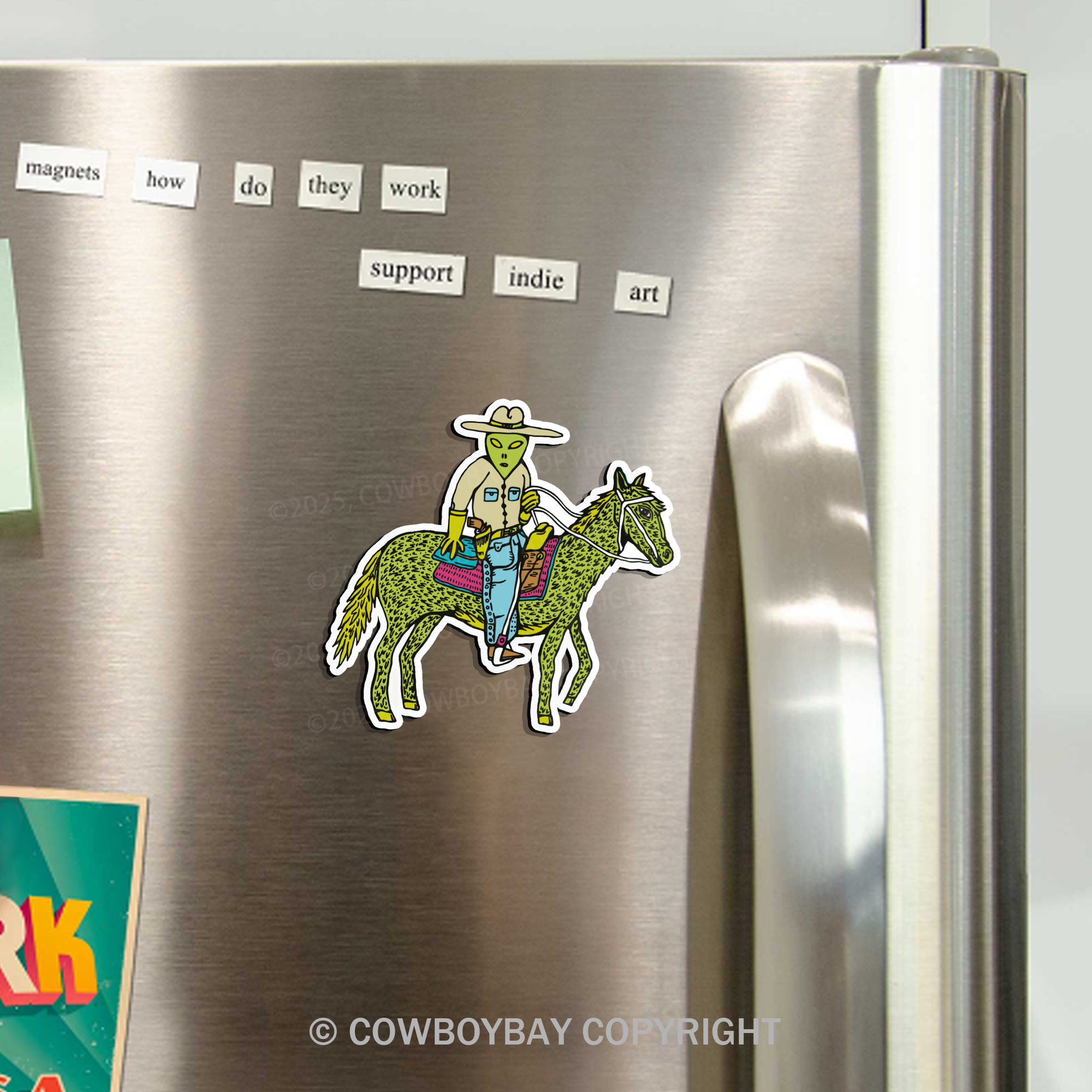 Alien Cowboy Fridge Magnet