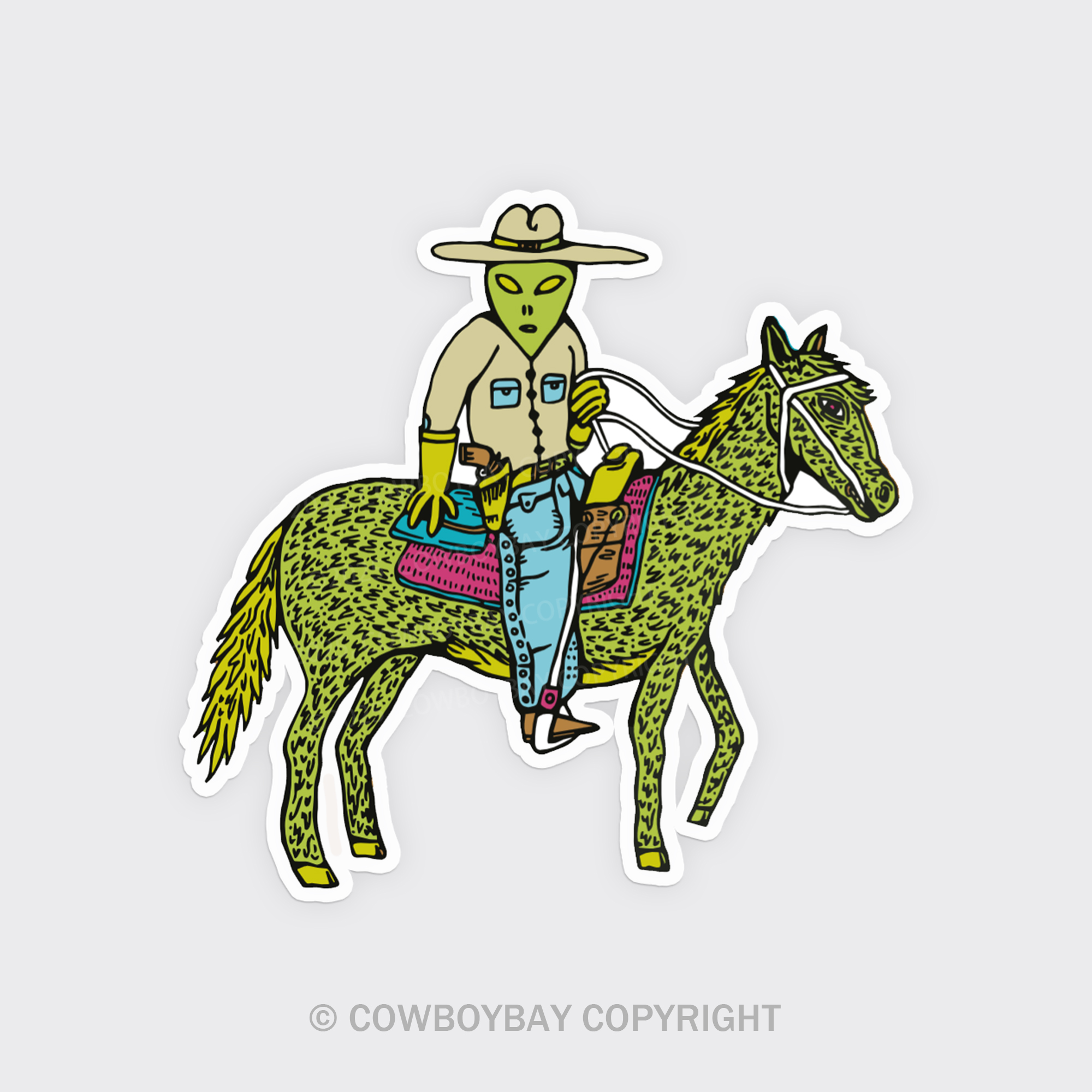 Alien Cowboy Fridge Magnet