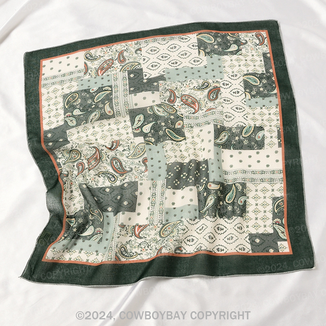 Cashew Sticks Dark Green Square Bandana