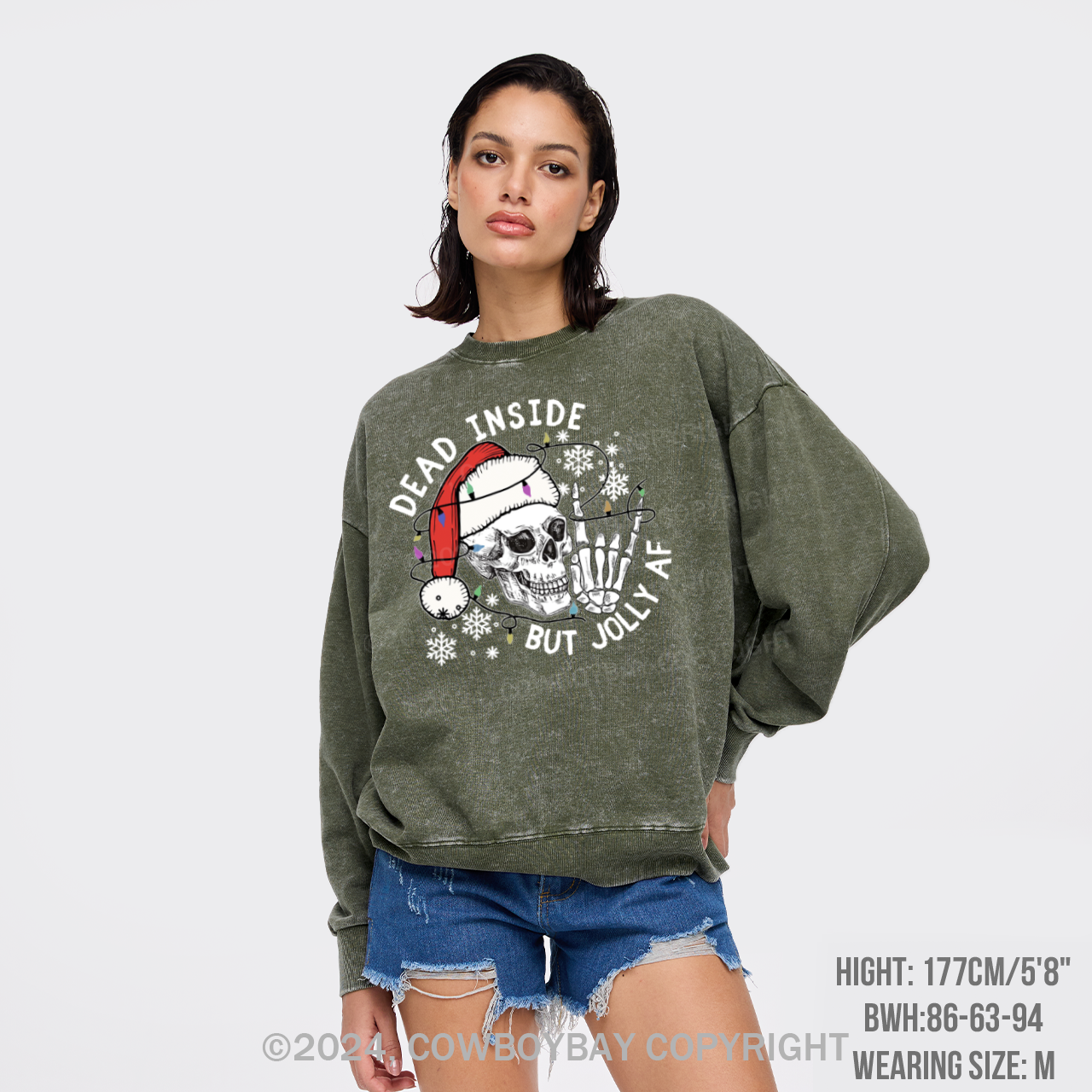 Dead Inside But Jolly AF Washed Sweatshirts