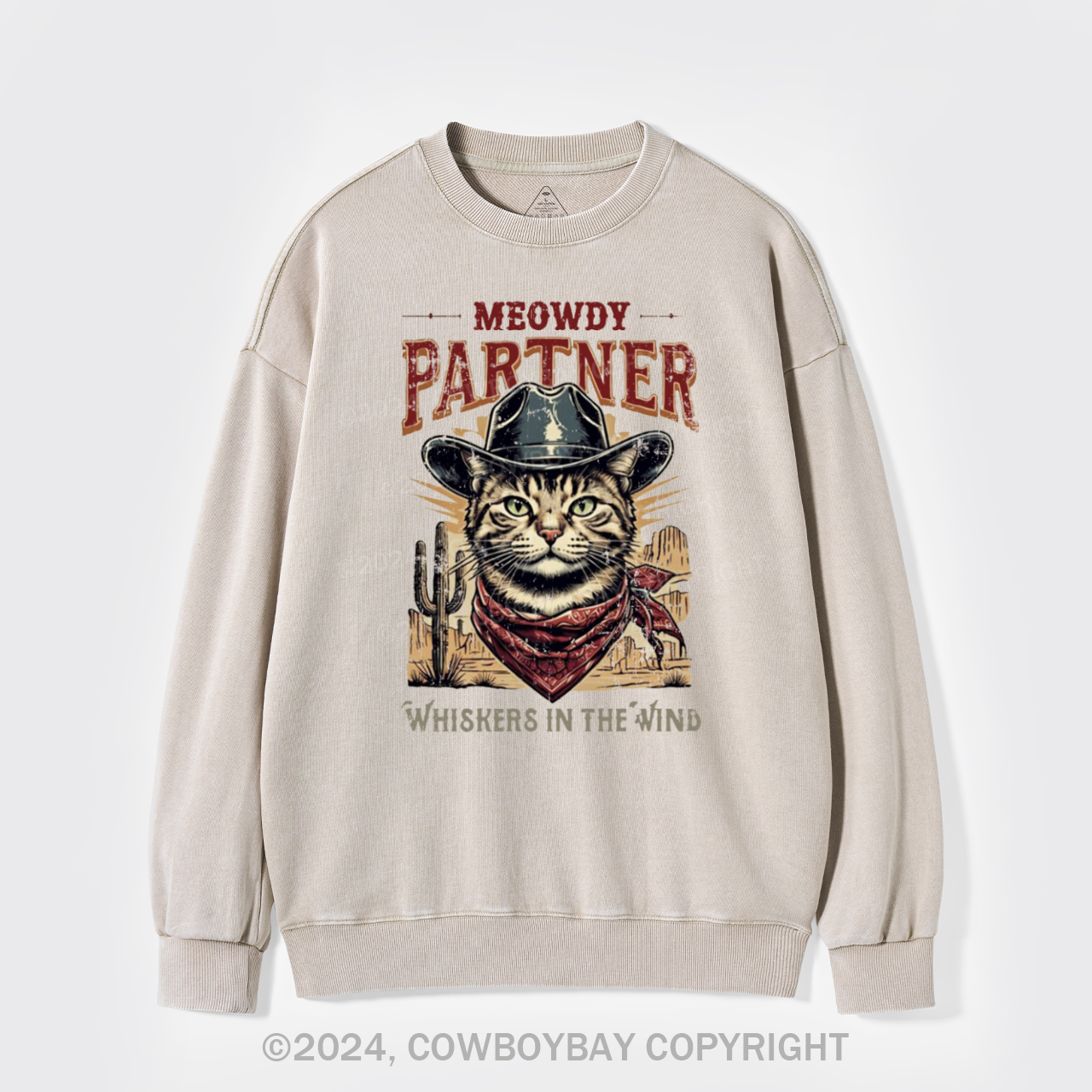 Meowdy Partner Cowboy Cat Washed Sweatshirts