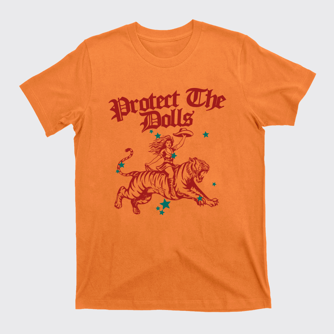 Vintage Cowgirl Riding Tiger T-Shirts