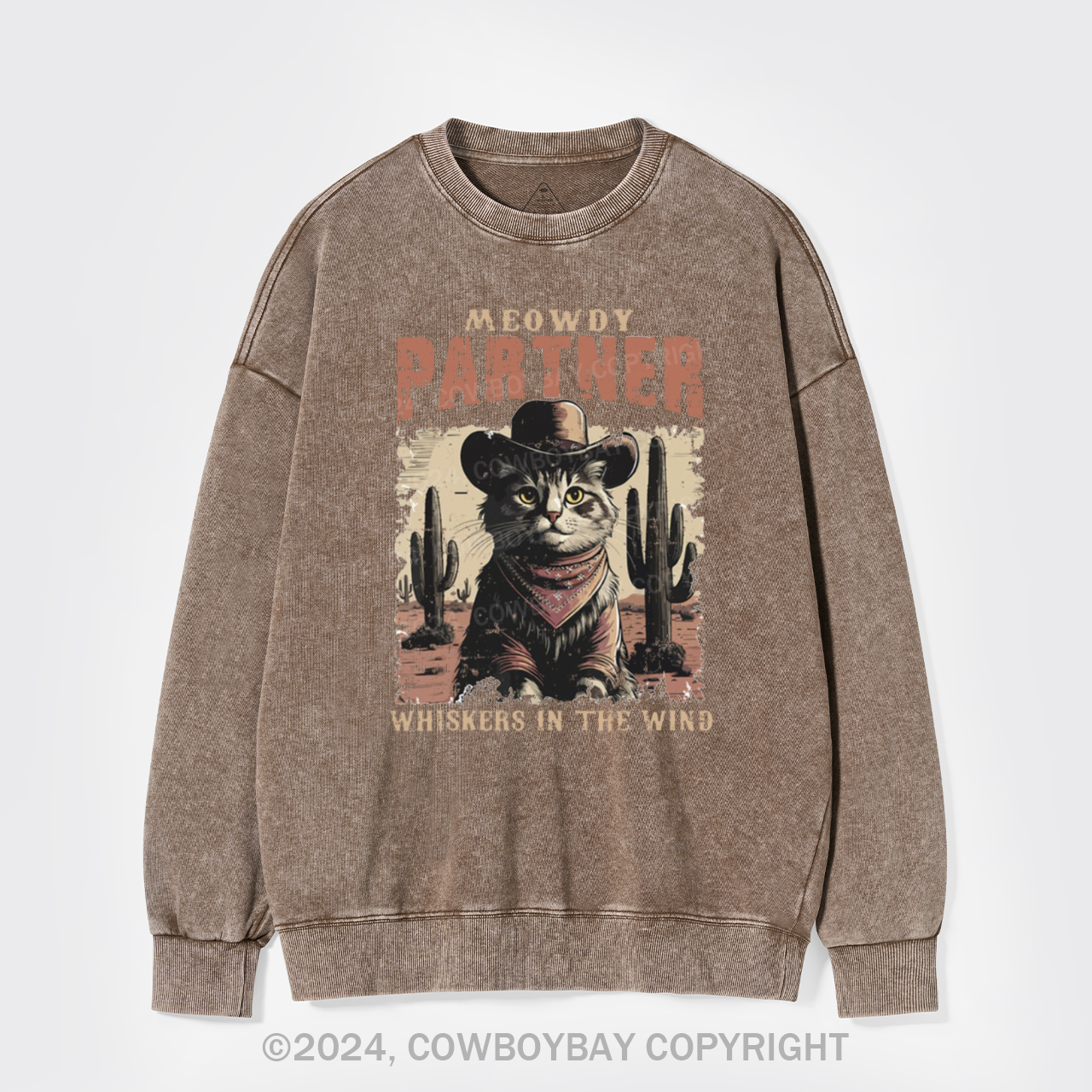Meowdy Partner Cowboy Cat Washed Sweatshirts
