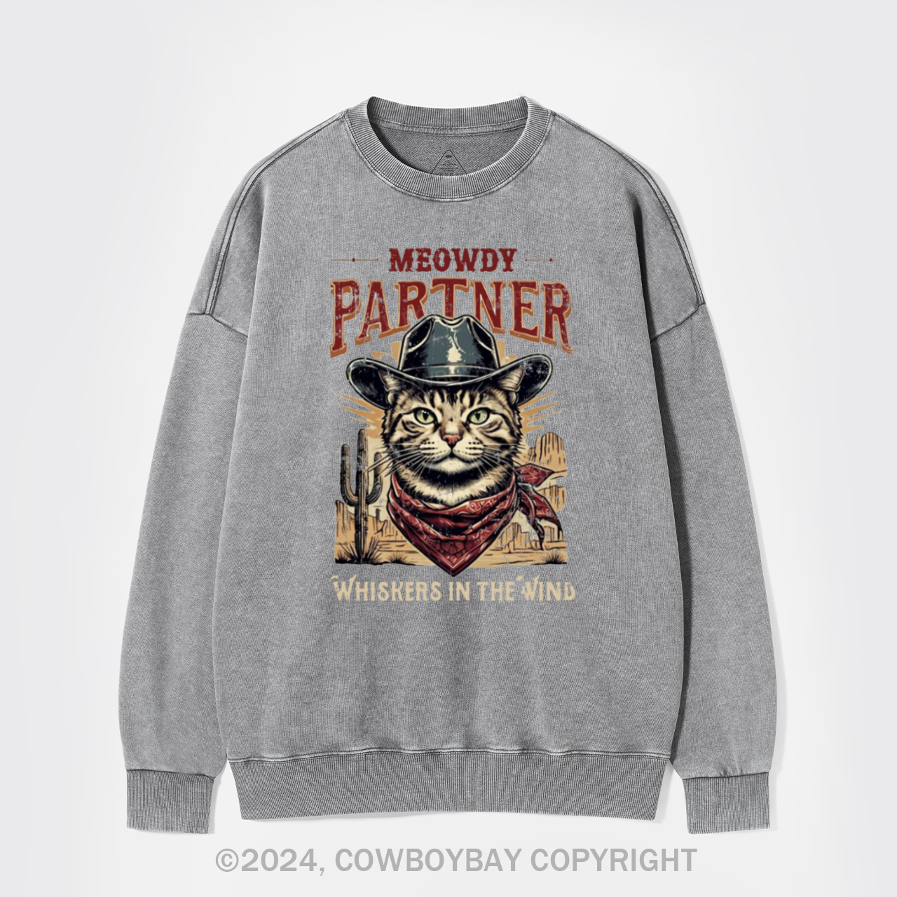 Meowdy Partner Cowboy Cat Washed Sweatshirts