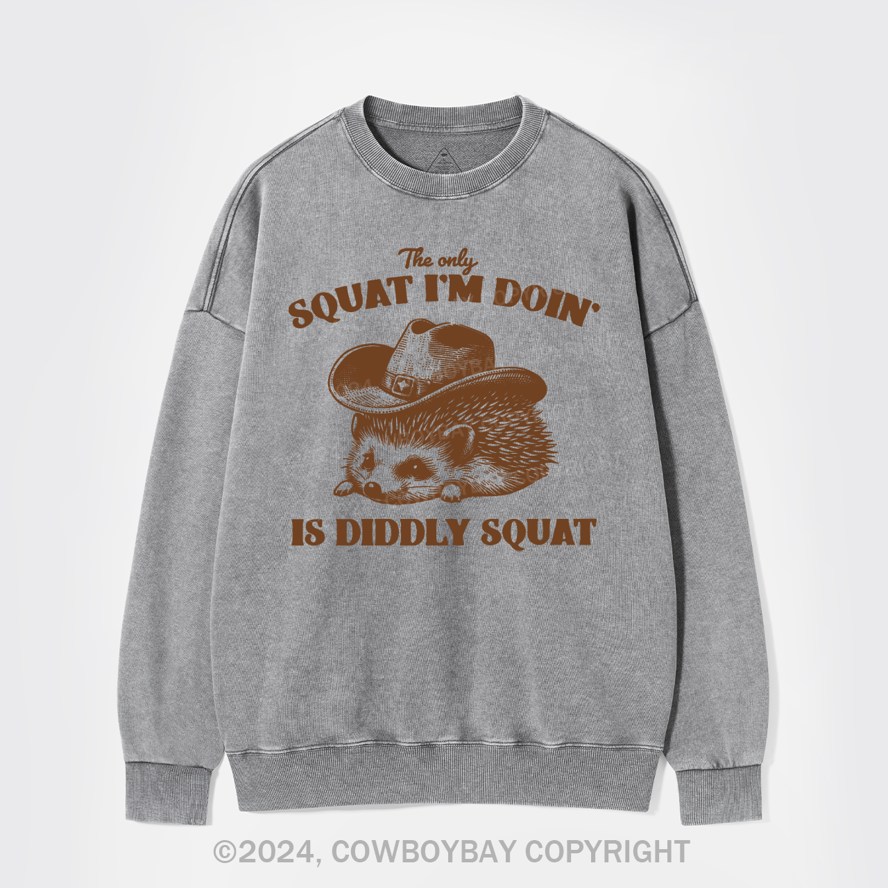 The Only Squat I'm Doing Is Diddly Squat Washed Sweatshirts