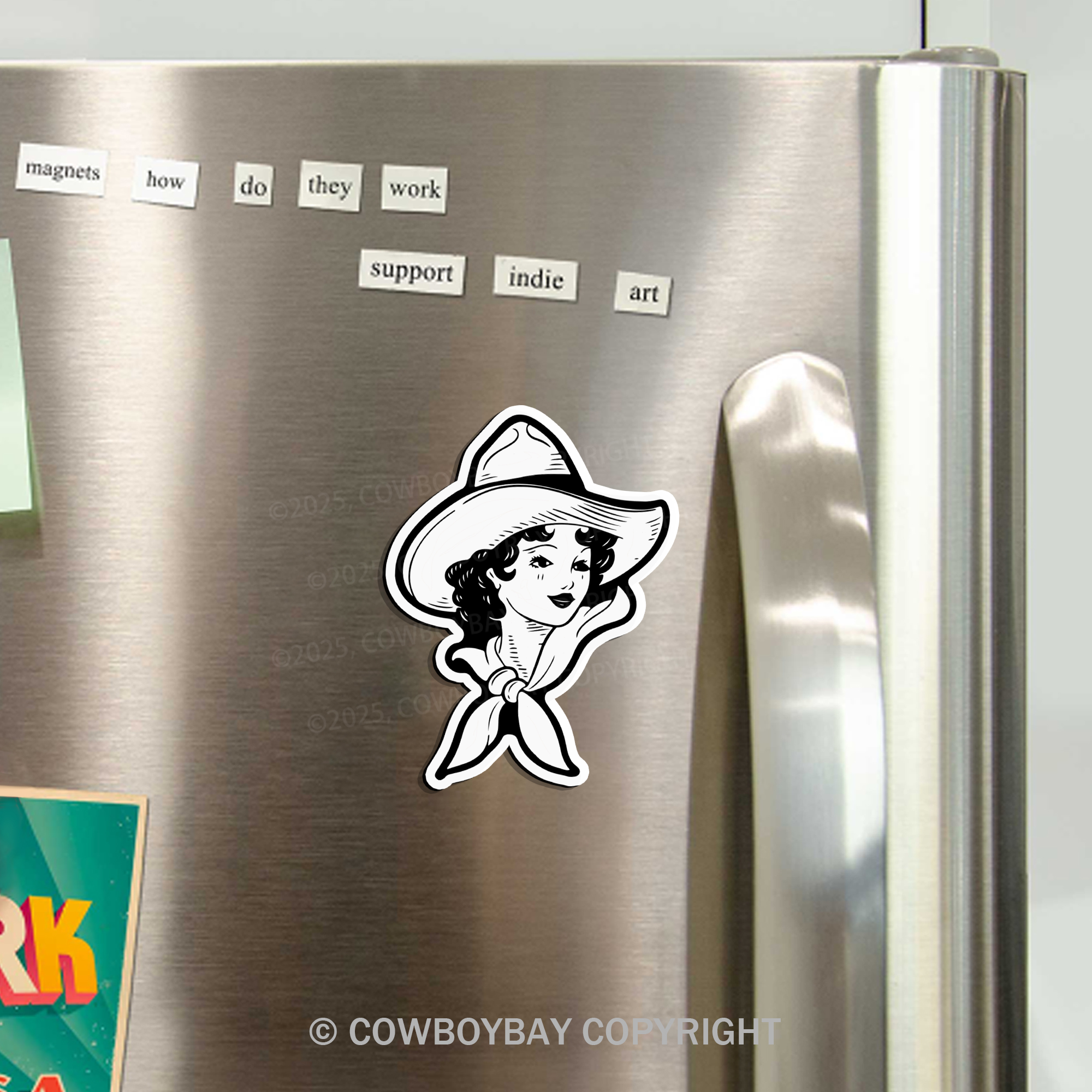 Vintage Cowgirl Fridge Magnet