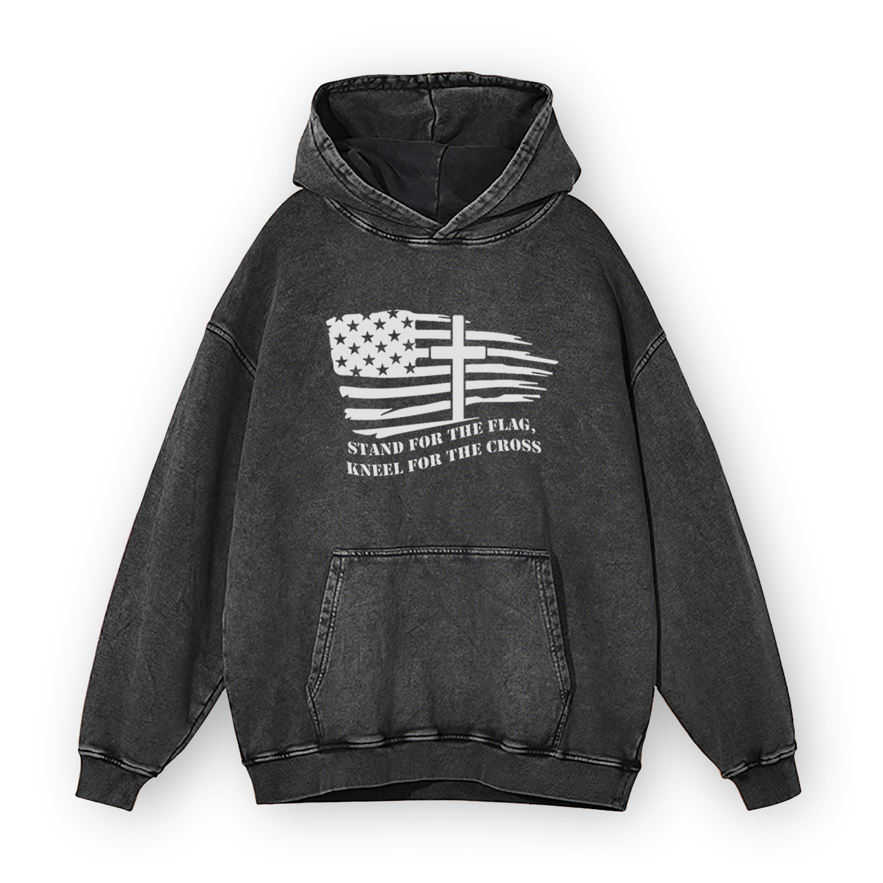 American Flag With Cross Garment-Dye Hoodies