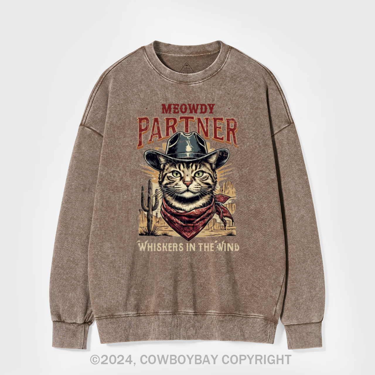 Meowdy Partner Cowboy Cat Washed Sweatshirts