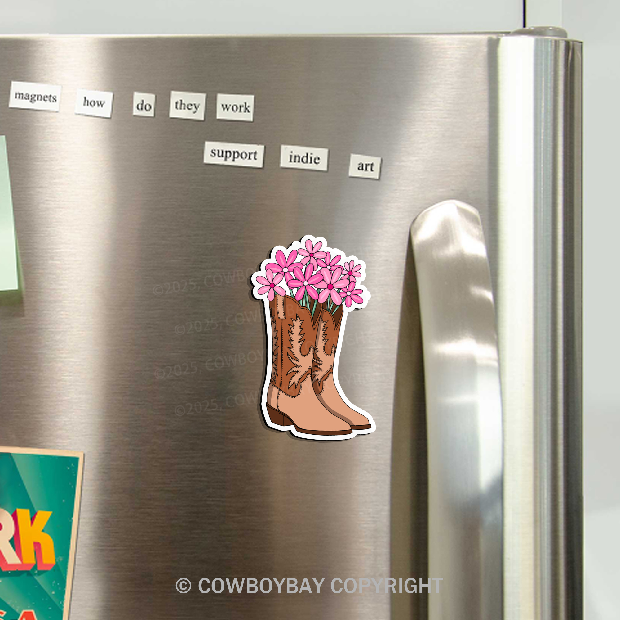 Flowers In Cowboy Boots Fridge Magnet