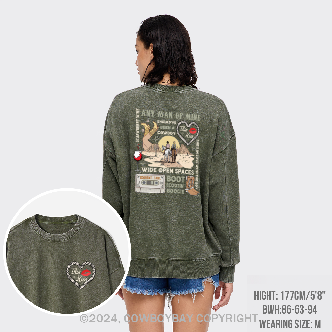 90s Country Music Any Man Of Mine Valentine Washed Sweatshirts