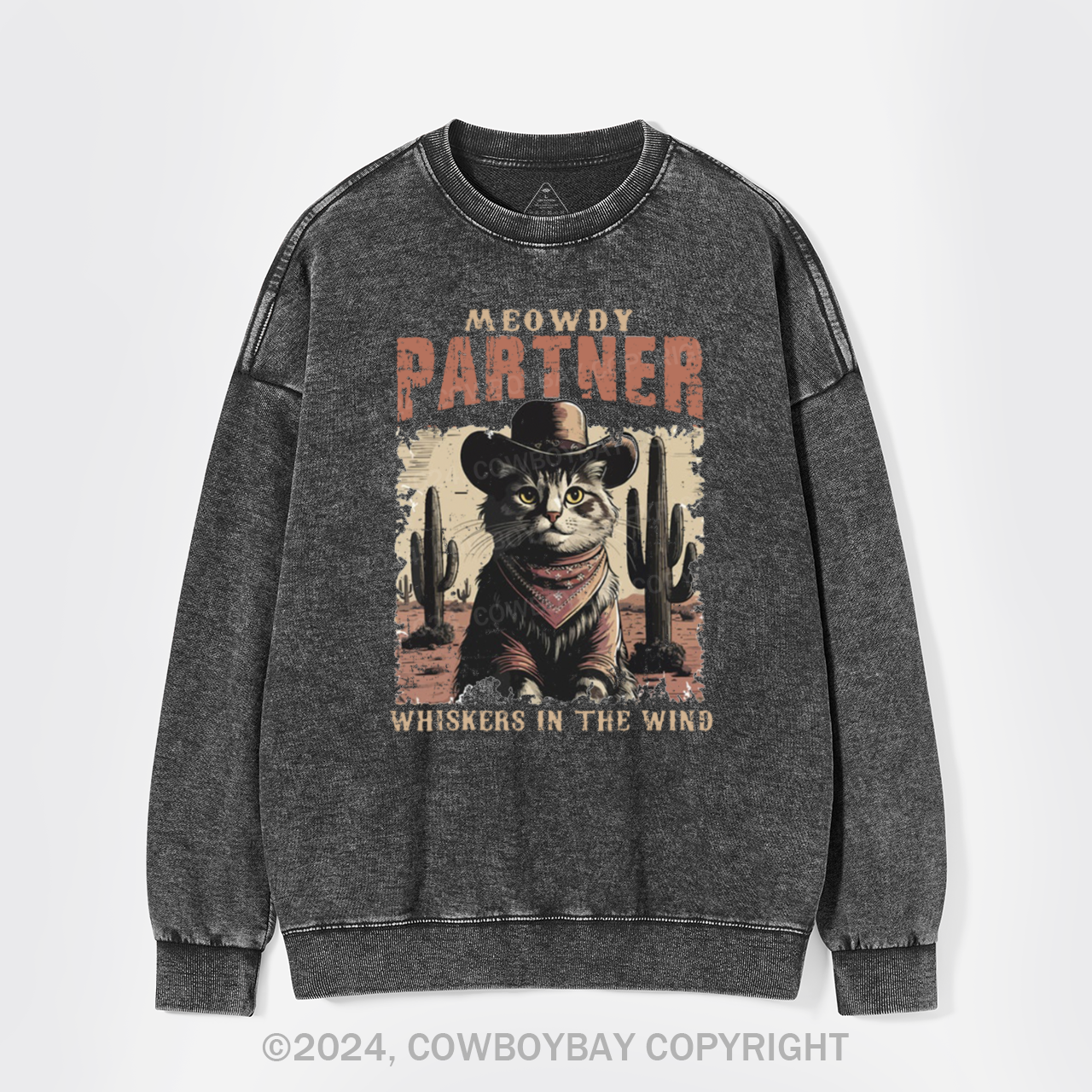 Meowdy Partner Cowboy Cat Washed Sweatshirts