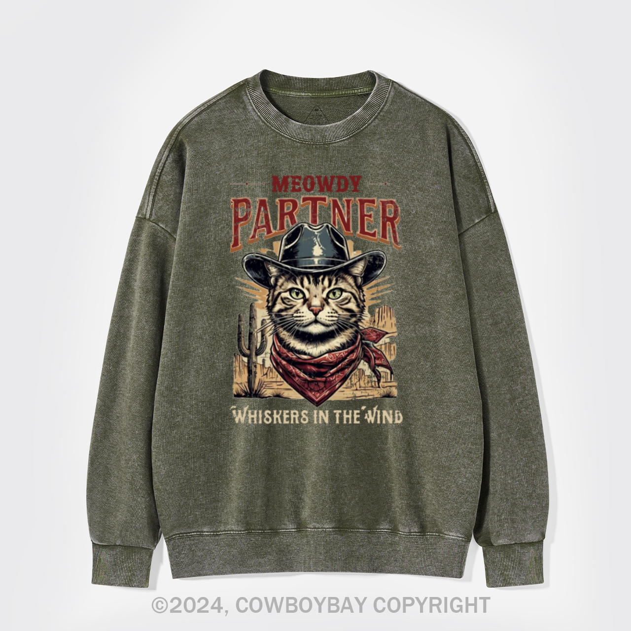 Meowdy Partner Cowboy Cat Washed Sweatshirts