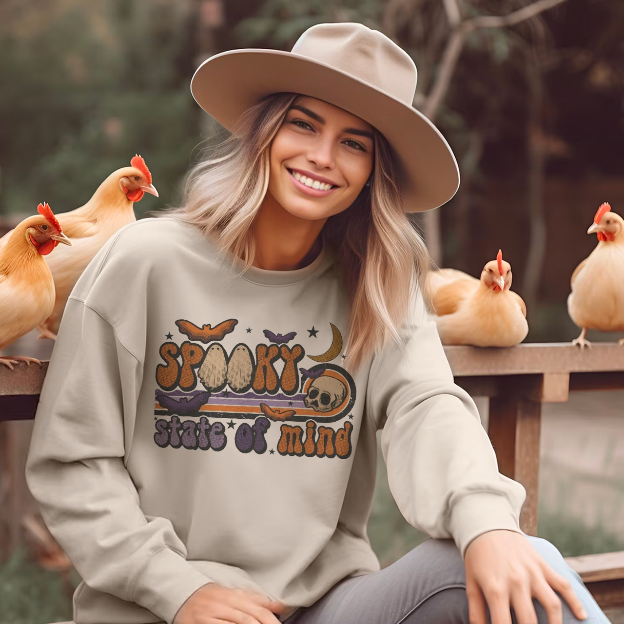 Spooky State Of Mind Western Ghost Sweatshirt