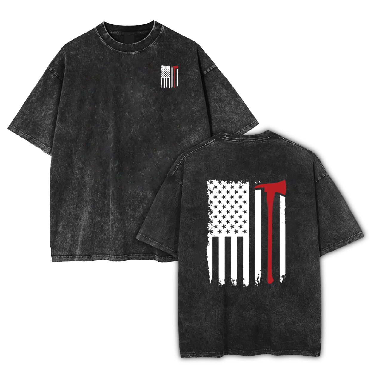 Fireman Axe American Flag Garment-dye Tees