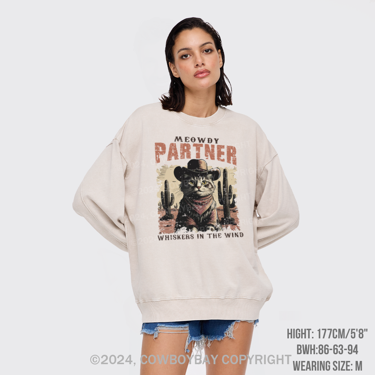 Meowdy Partner Cowboy Cat Washed Sweatshirts
