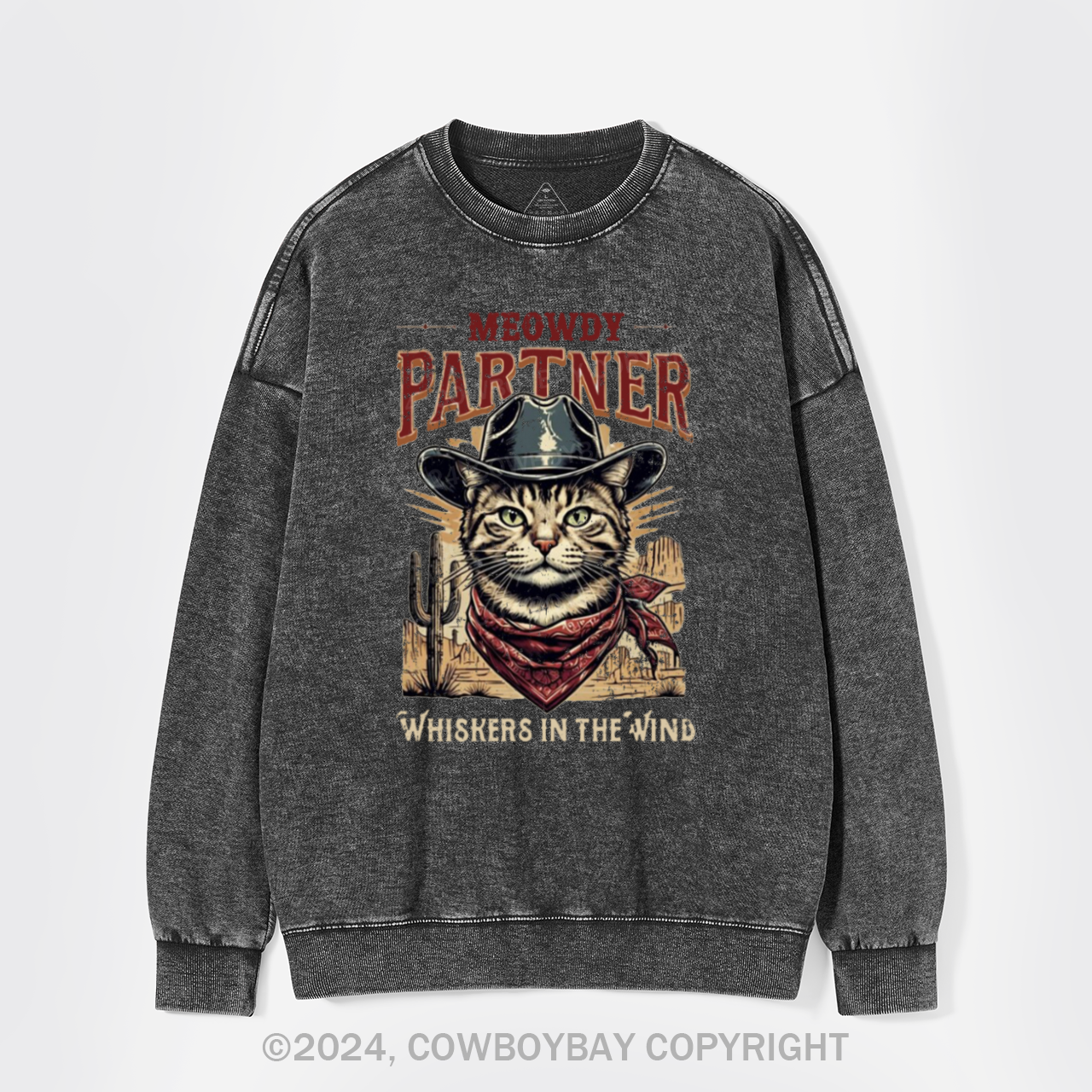 Meowdy Partner Cowboy Cat Washed Sweatshirts
