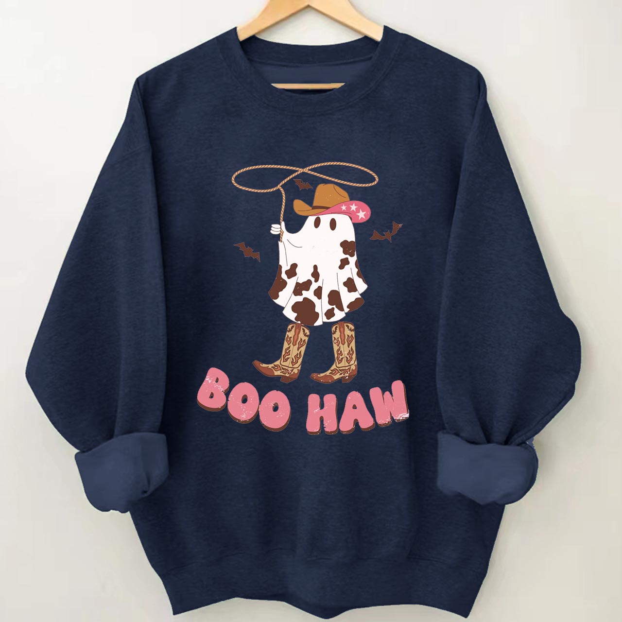 Boo Haw Ghost Cowboy Boot Fall Sweatshirt