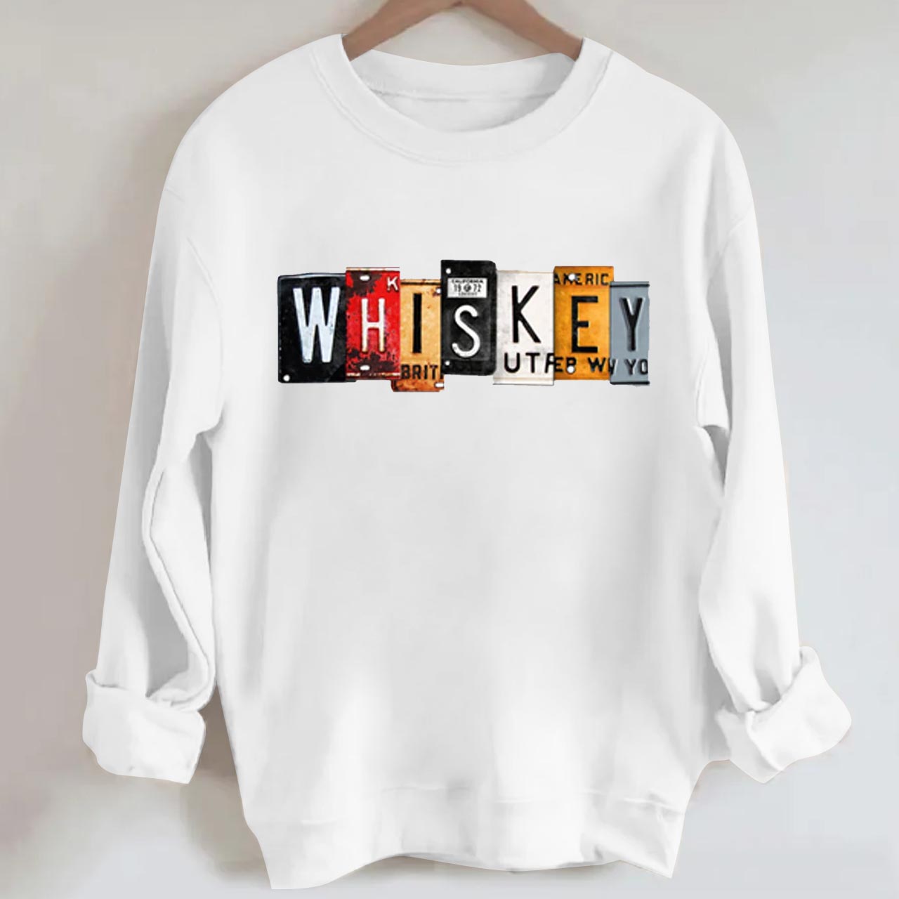 Whiskey License Plate Letters Sweatshirt