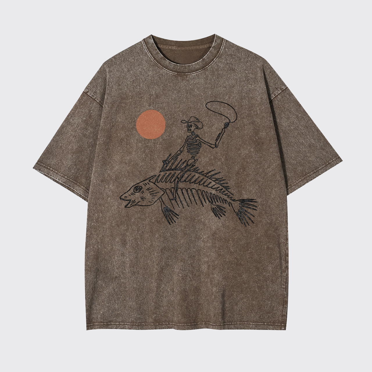 Ride the Waves Skeleton Cowboy Garment-dye Tees
