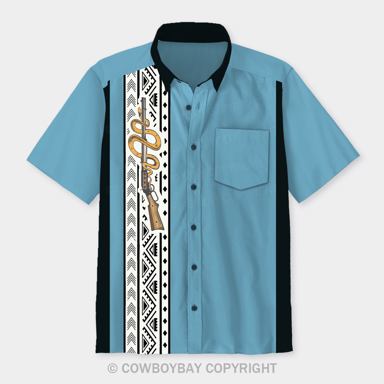 Pistol Totem Design Button Up Shirts