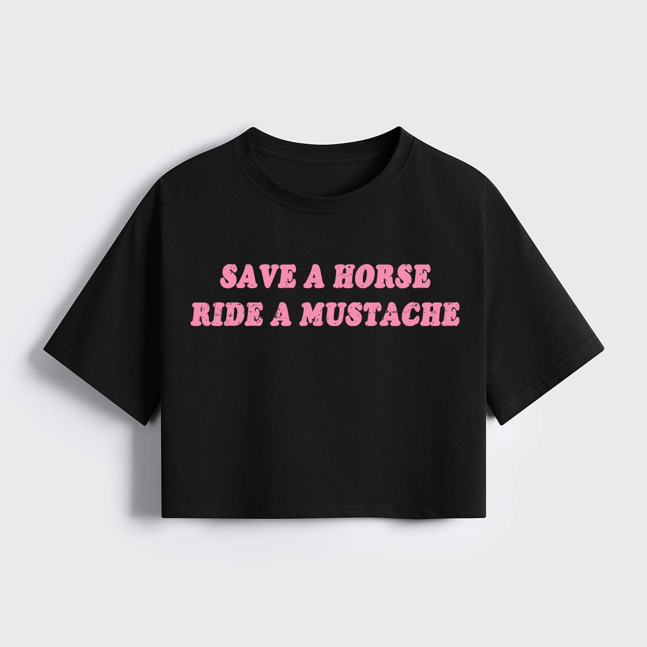 Save A Horse Ride A Mustache Cropped Boxy Tee