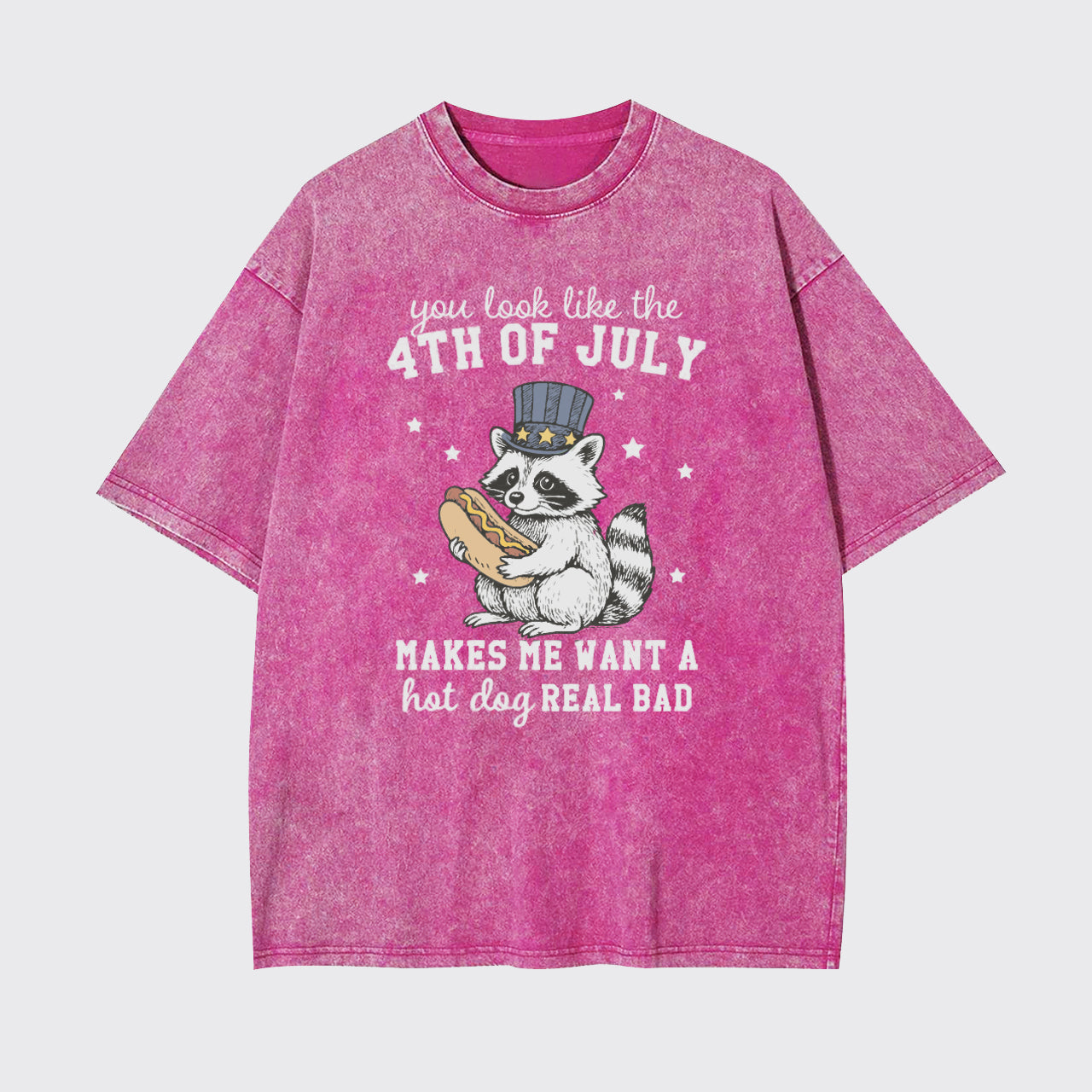 Funny Raccoon-Retro America Hot Dog Garment-dye Tees