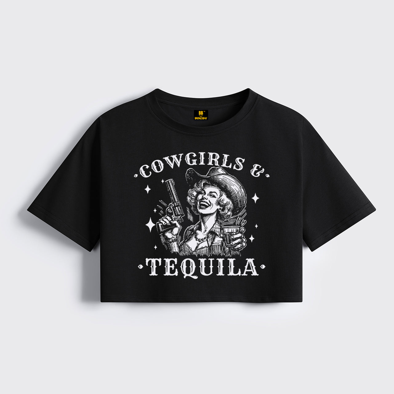 Vintage Western Country Bar Cropped Boxy Tee