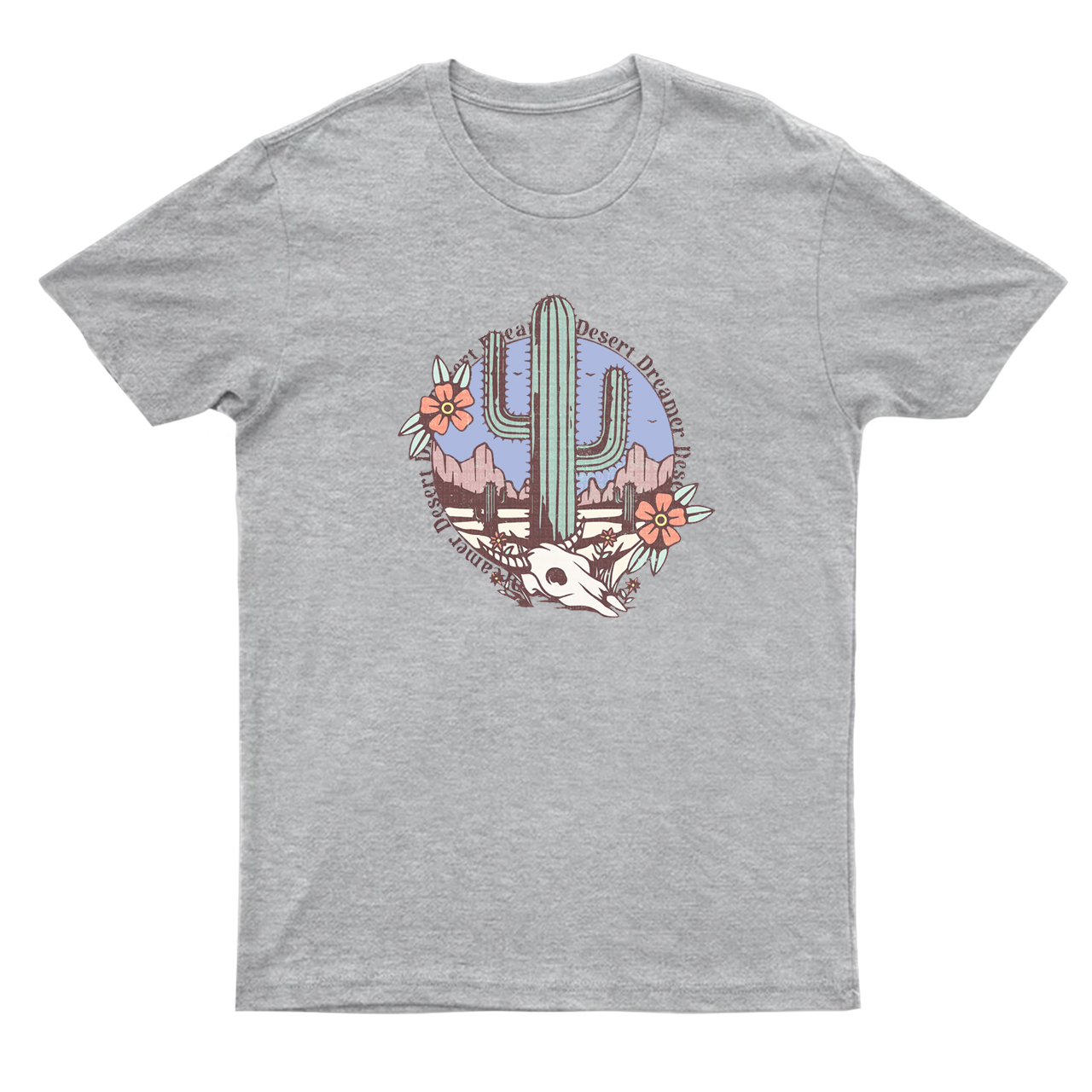 Western Cactus Skull Desert T-Shirts