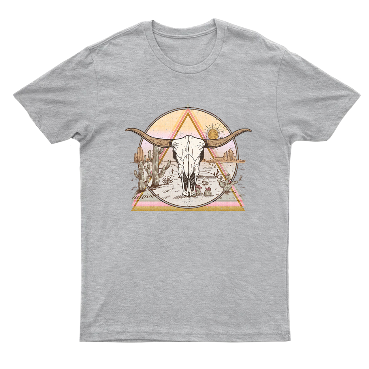 Mysterious Triangular Cow Skull Desert T-Shirts