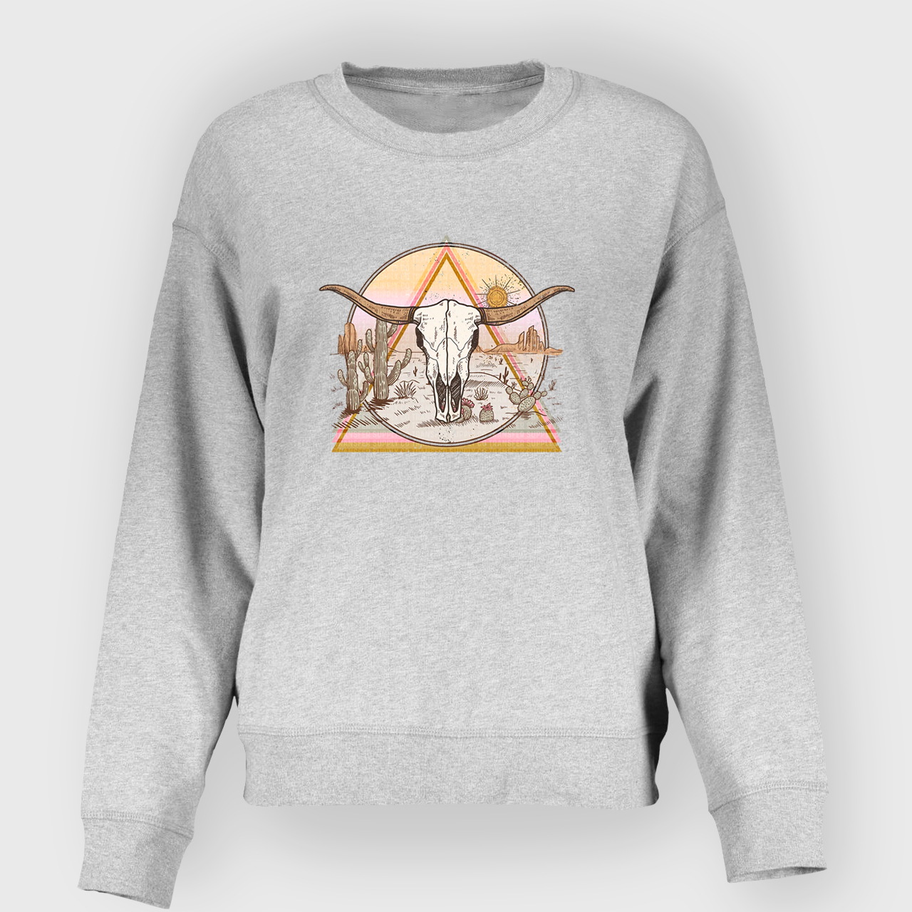 Mysterious Triangular Cow Skull Desert Sweatshirt
