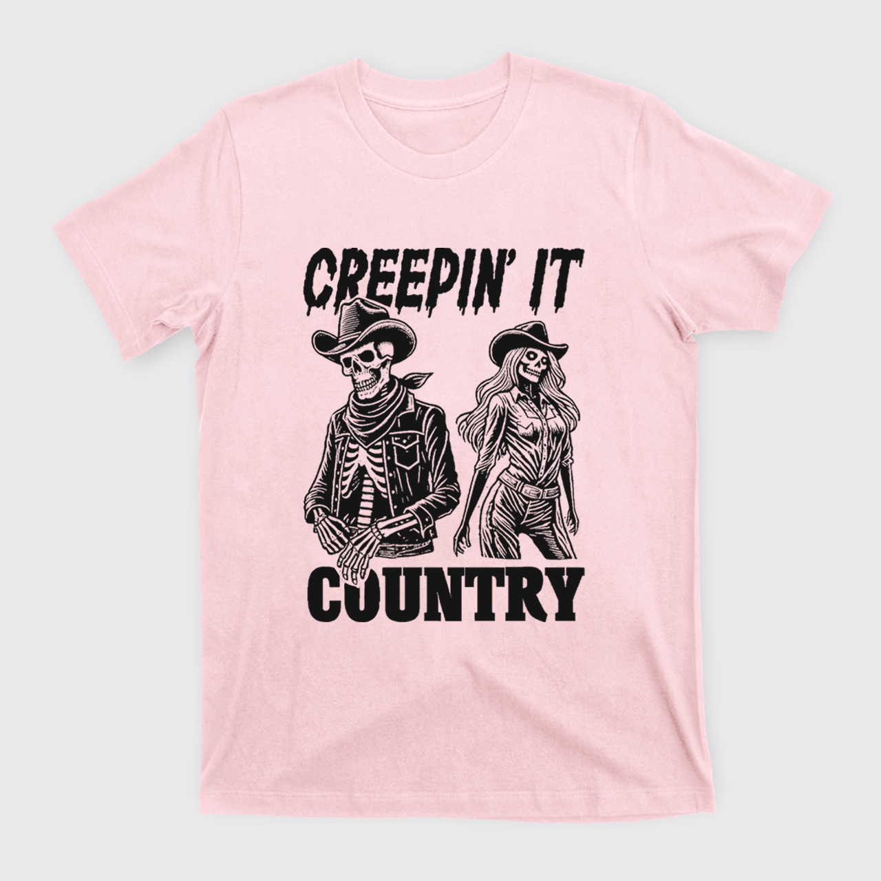 Creepin' It Cowboy Skeleton Cowgirl Ghost T-Shirts