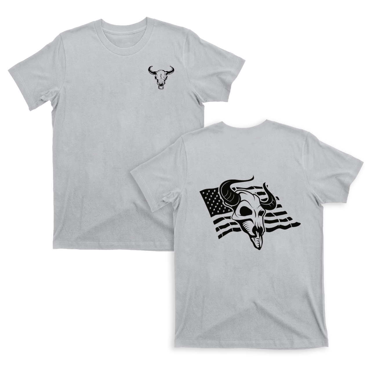 America Cow Bull Skull Double Sided Printing T-Shirts