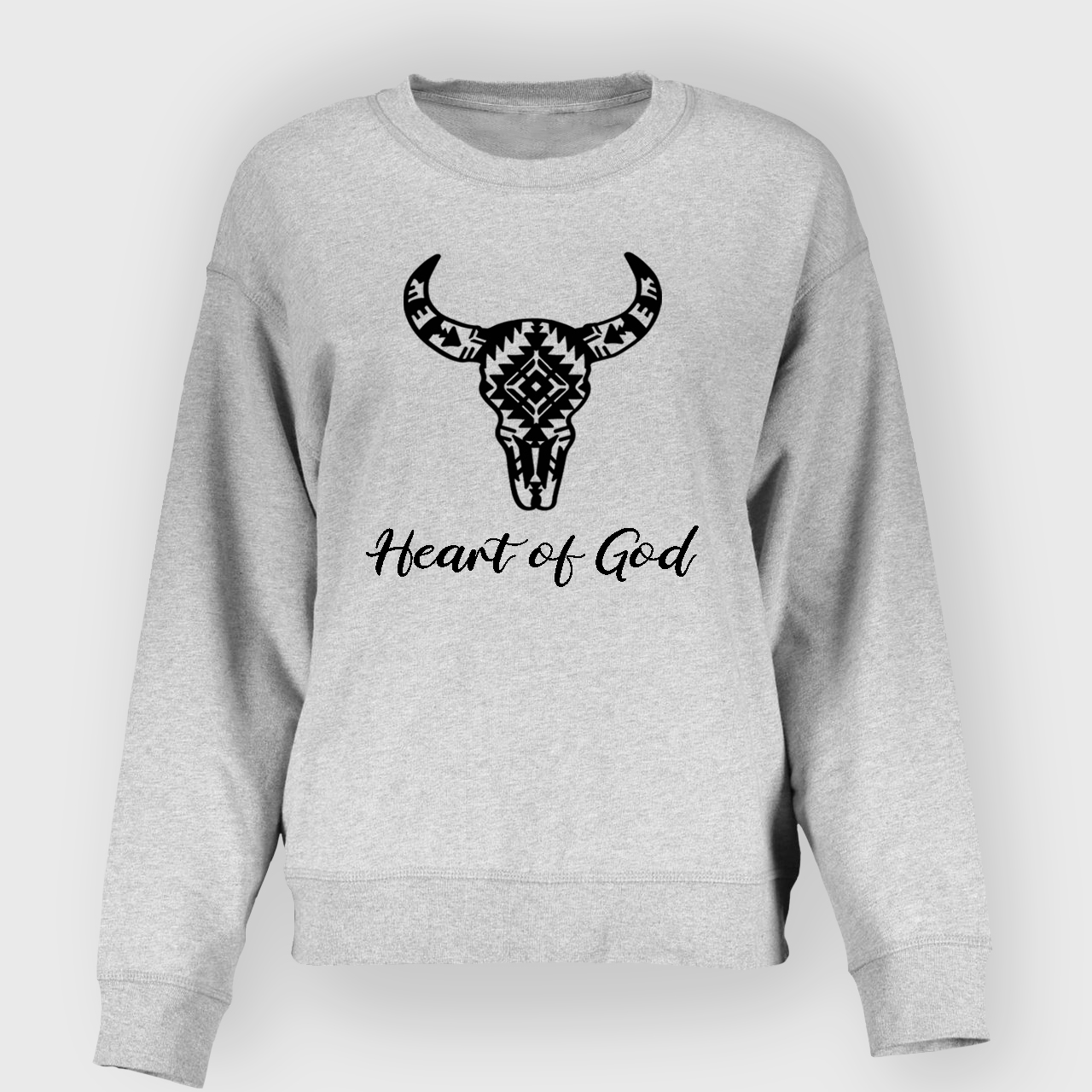 Aztec Cow Bull Skull Heart of God Sweatshirt