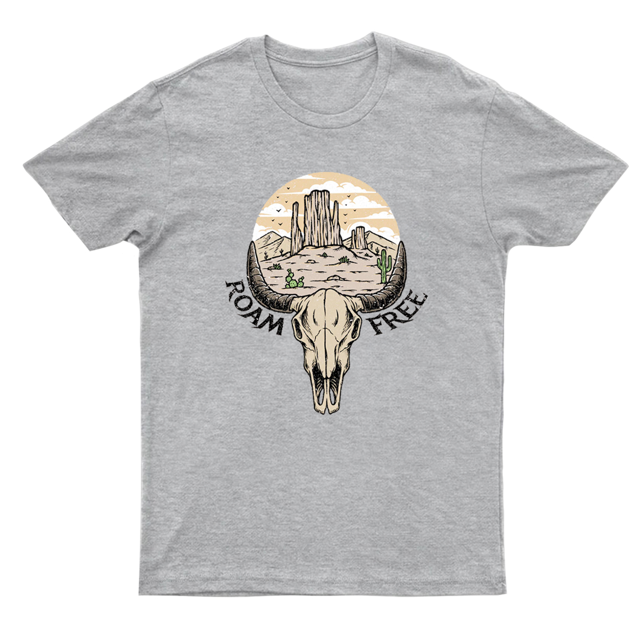 Roam Free Western Cow Skull T-Shirts