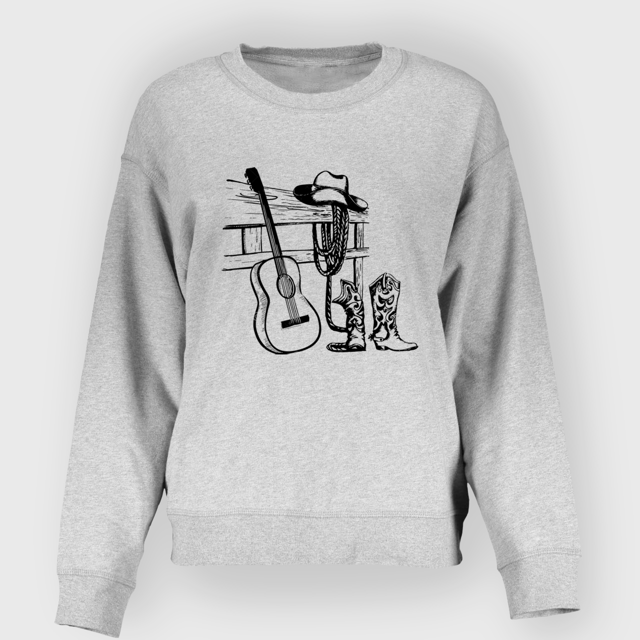 Vintage Cowboy And Music Guitar Sweatshirt