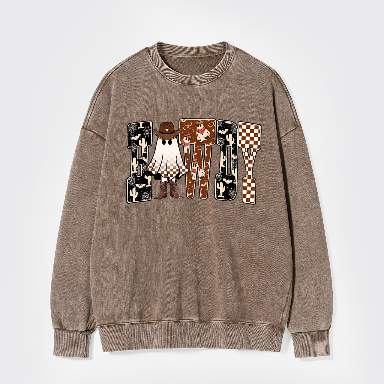 Howdy Western Halloween Ghost Washed Sweatshirts