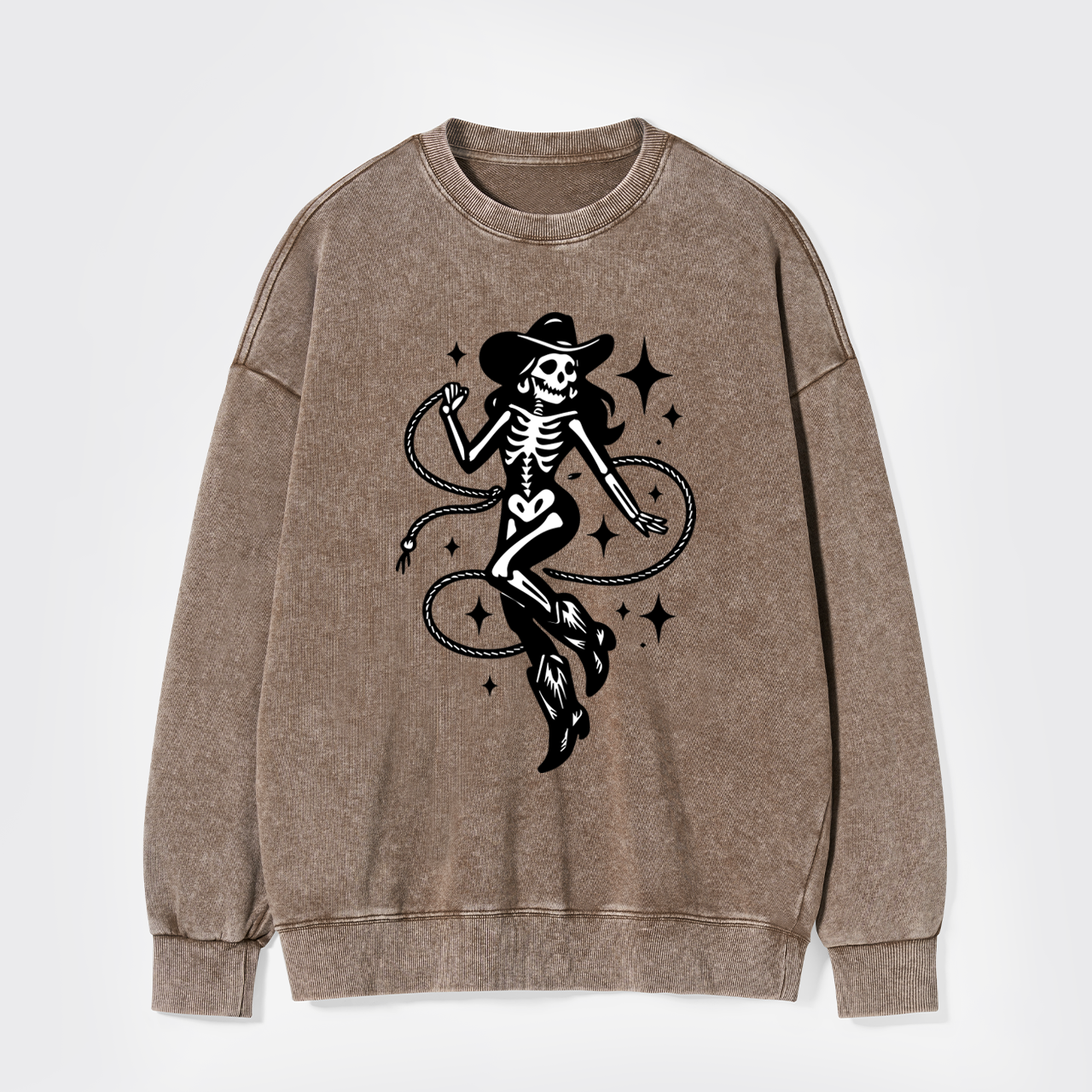 Halloween Skeleton Cowgirl Washed Sweatshirts