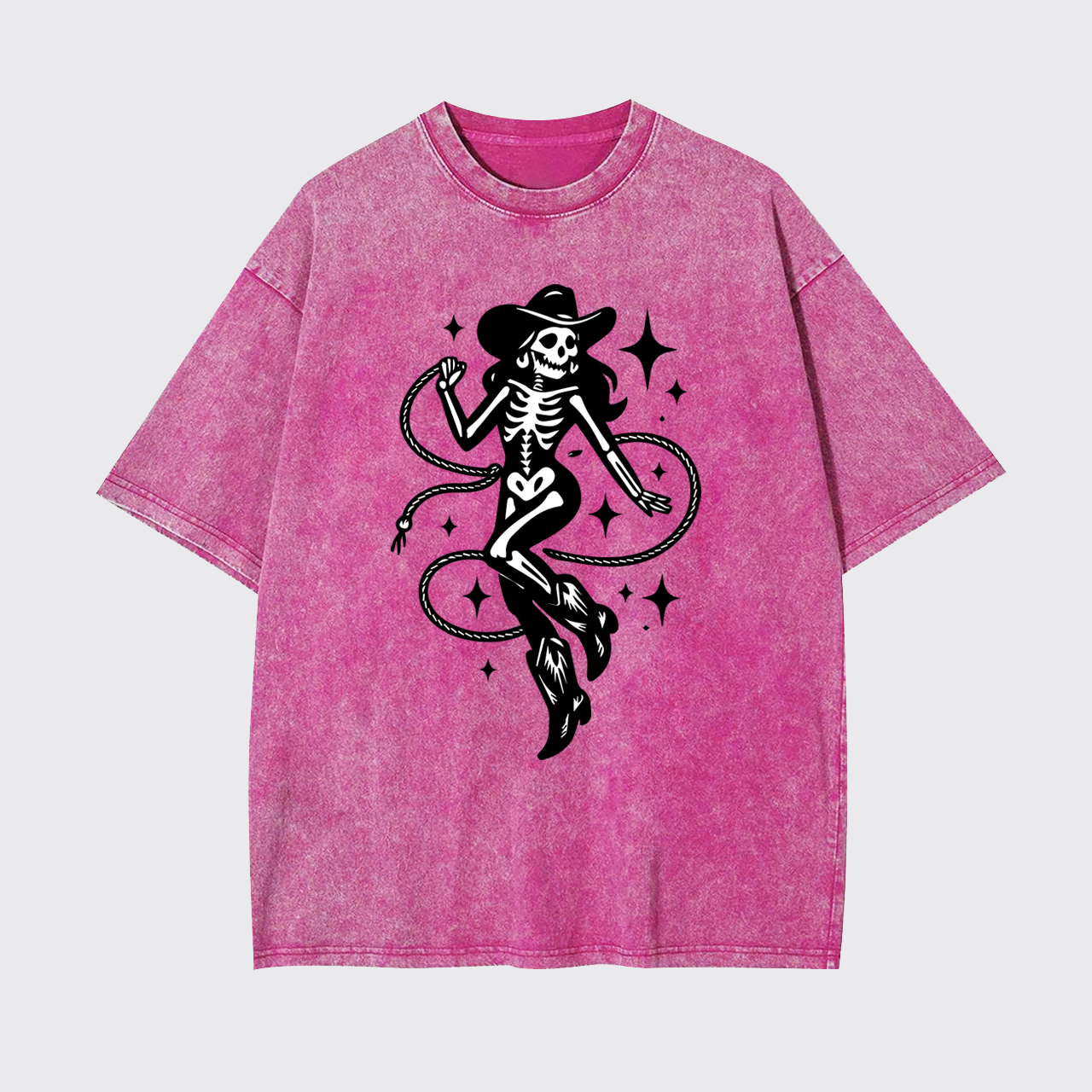 Halloween Skeleton Cowgirl Garment-dye Tees