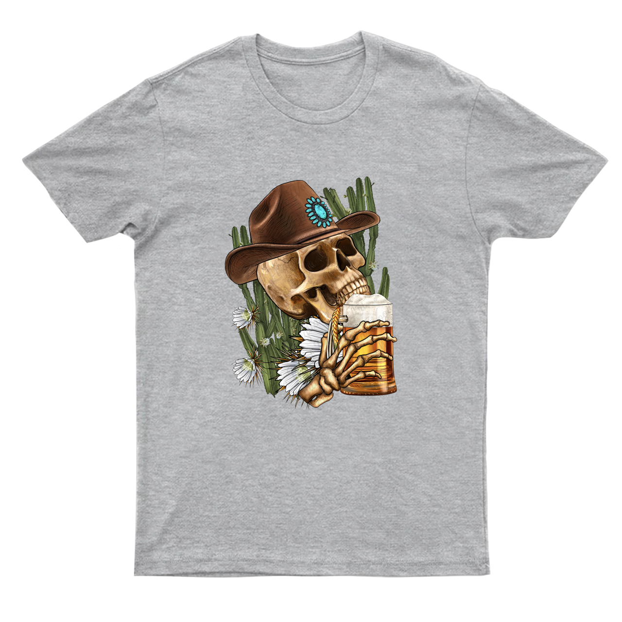Western Skeleton Drinks Beer T-Shirts