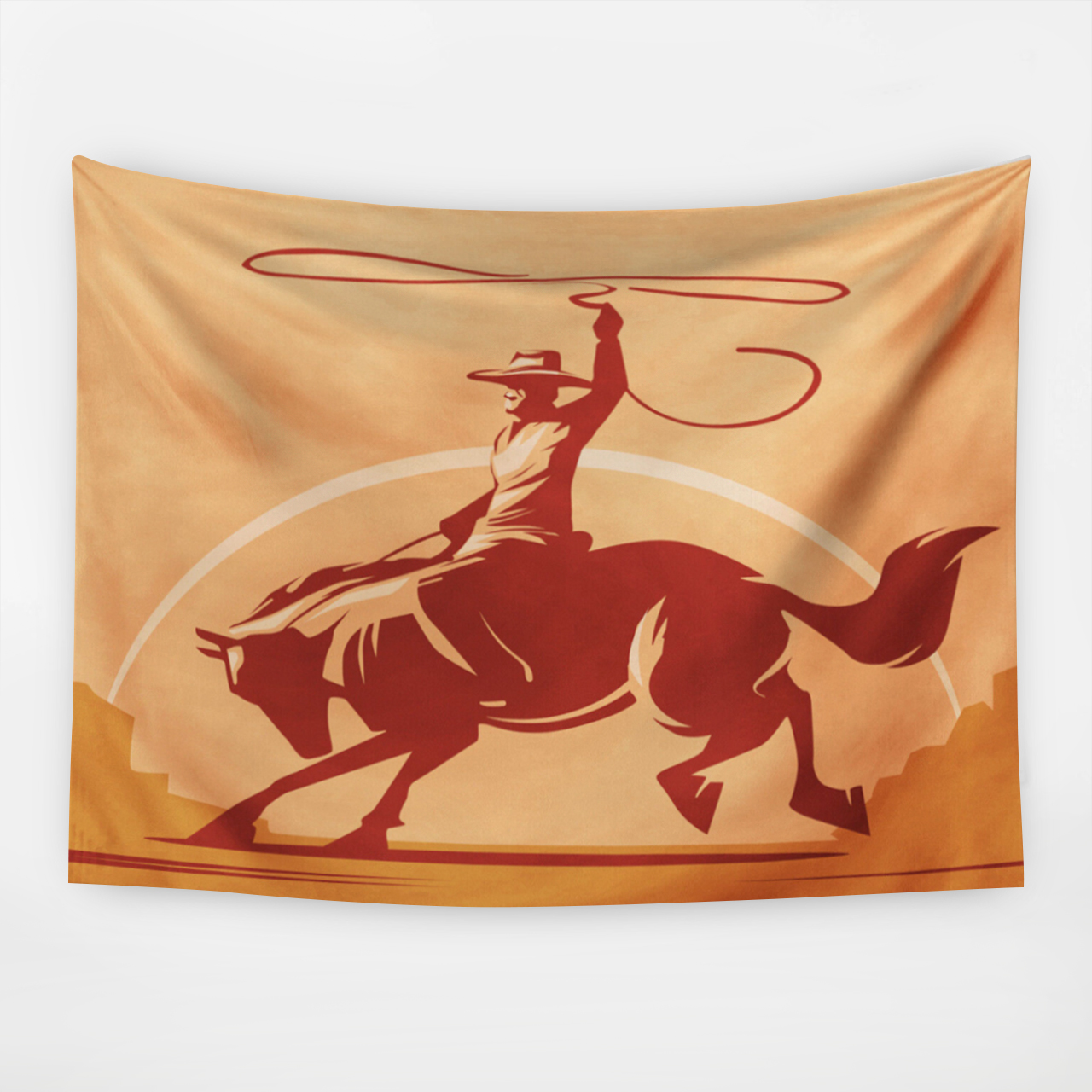 Rodeo Cowboy Tie-Down Rope Bull Tapestry