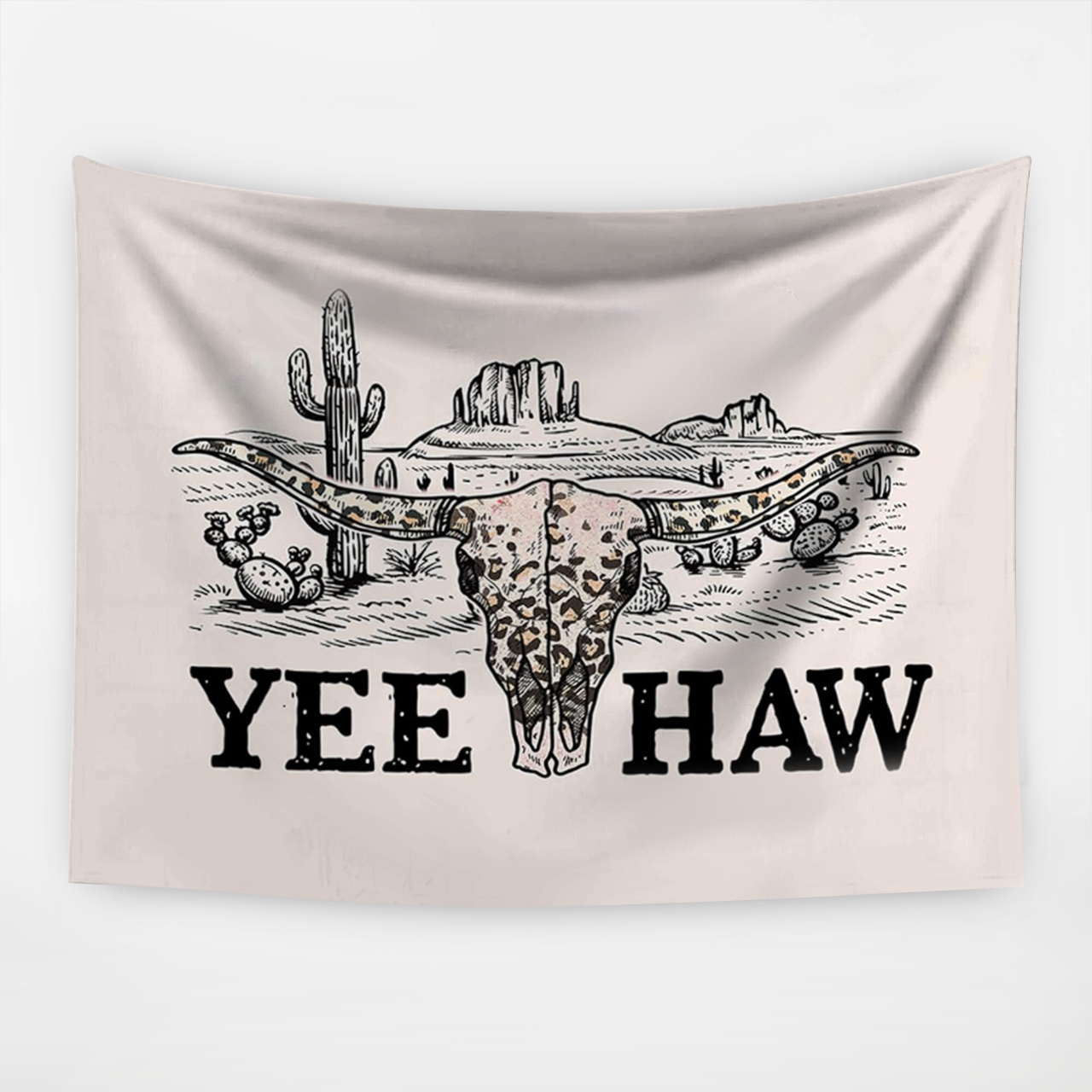 Yee Haw West Cow Bull Tapestry