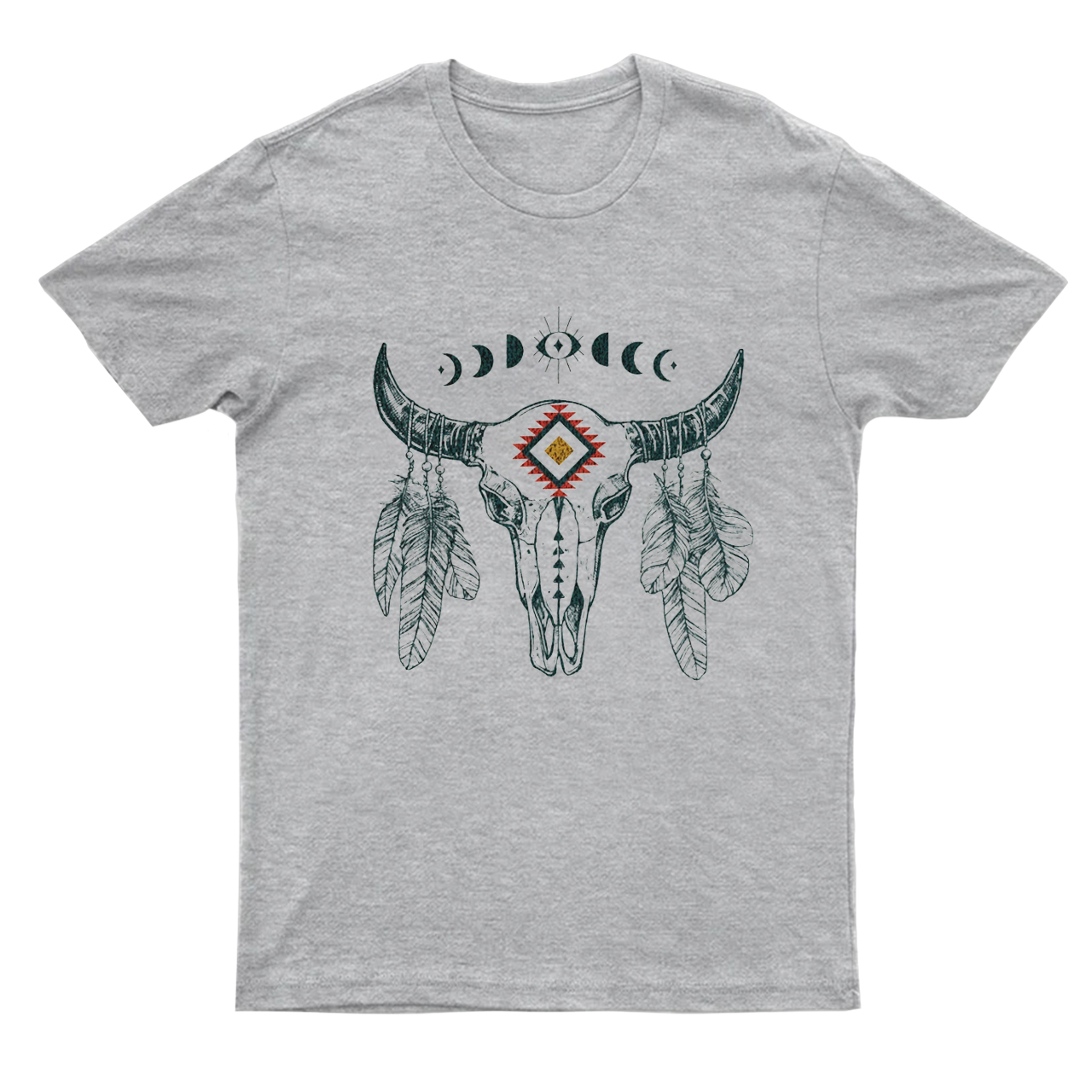 Mystical Boho Aztec Cow Skull Shirt