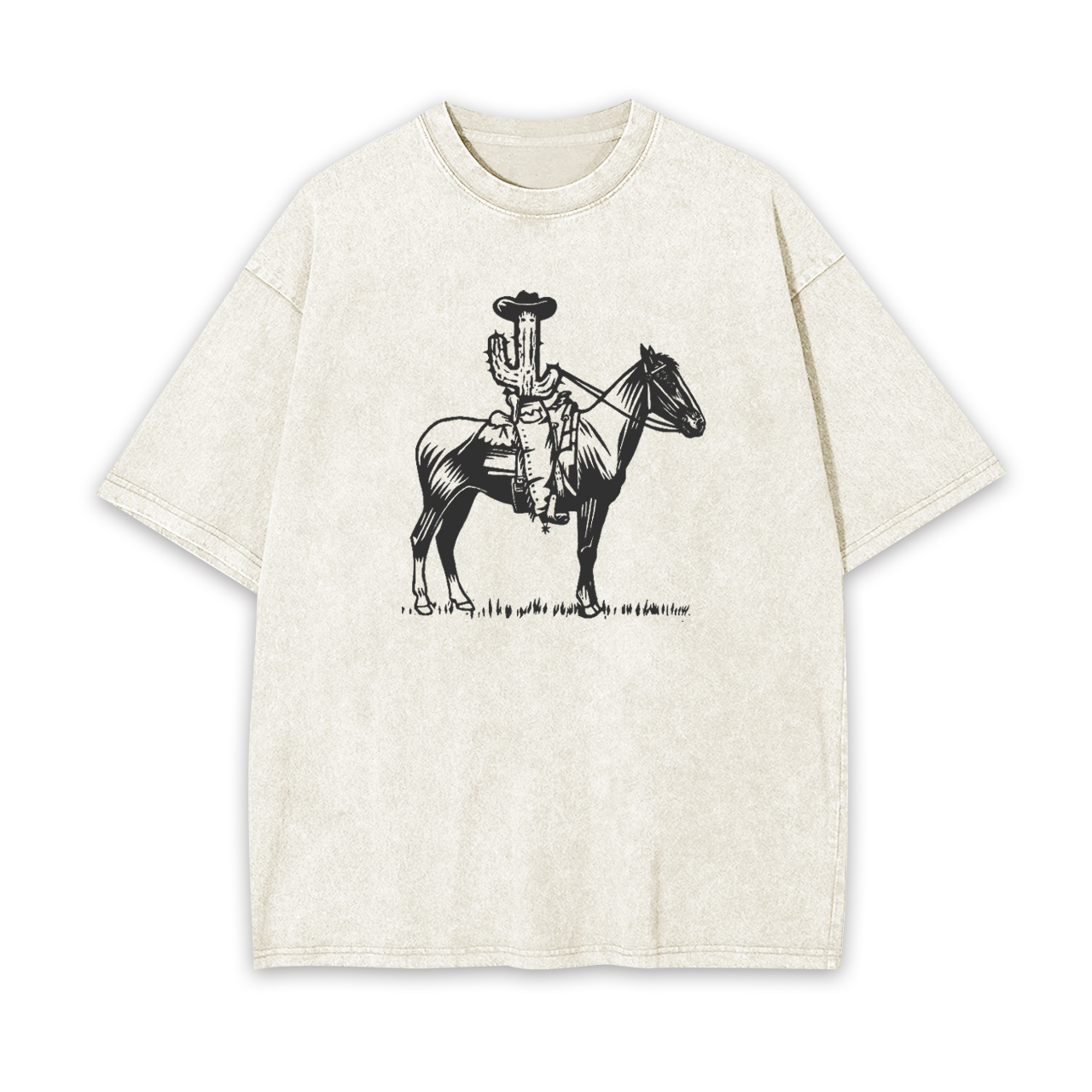 Western Cactus On Horseback Garment-dye Tees