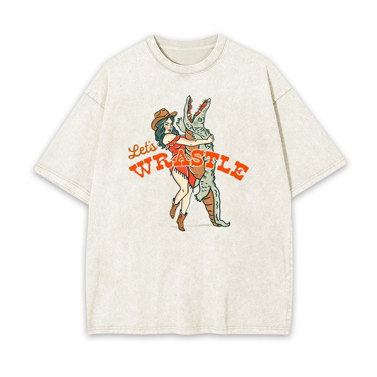 Let's Wrastle Cowgirl Power Garment-dye Tees