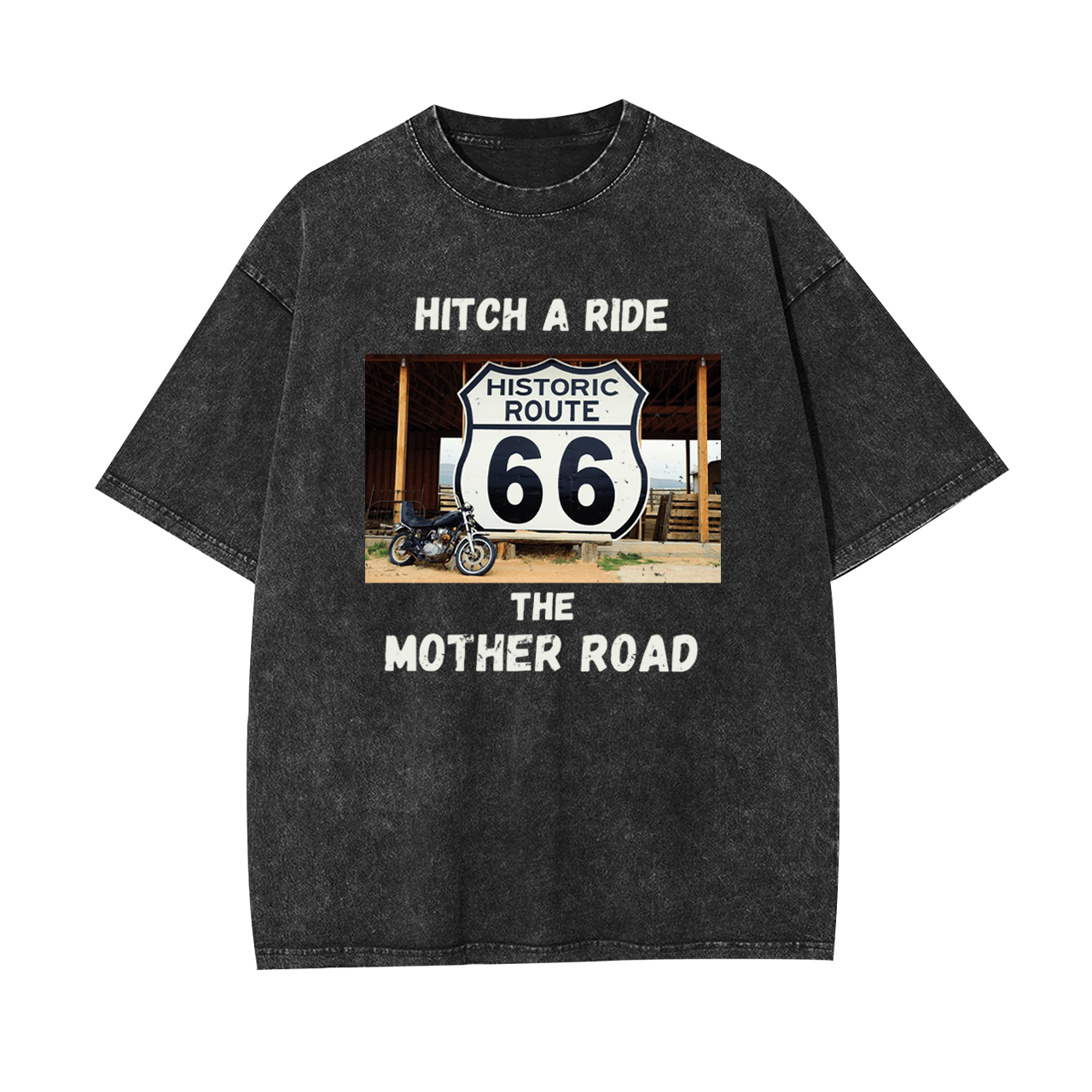 Hitchhiking Along the Mother Road's Historic Route 66 Garment-dye Tees
